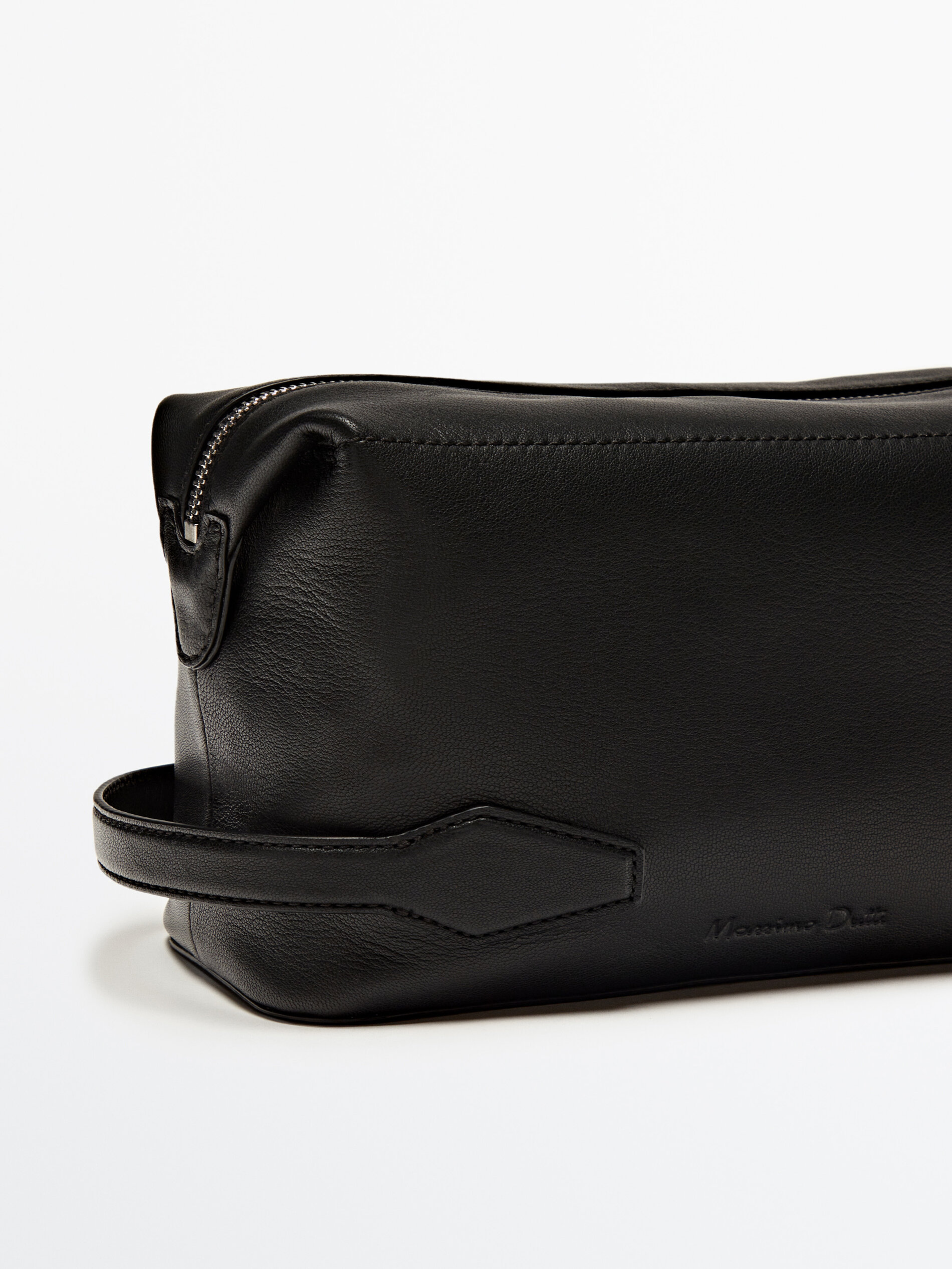 Neceser piel napa cremallera - NEGRO