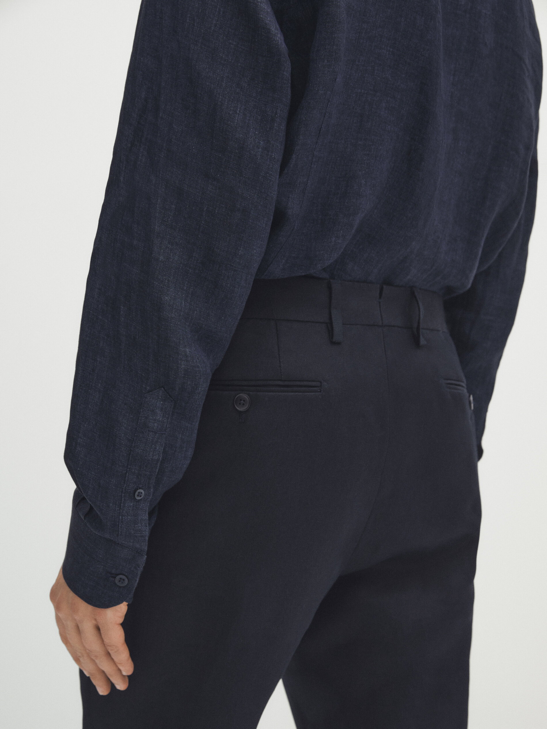 Pantalón traje azul marino 100% lino - AZUL MARINO