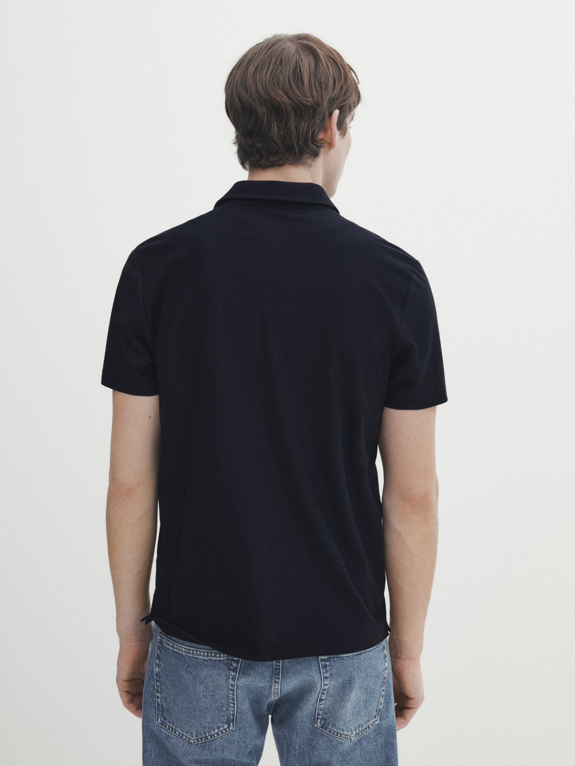 Polo algodón jacquard rayas - AZUL MARINO