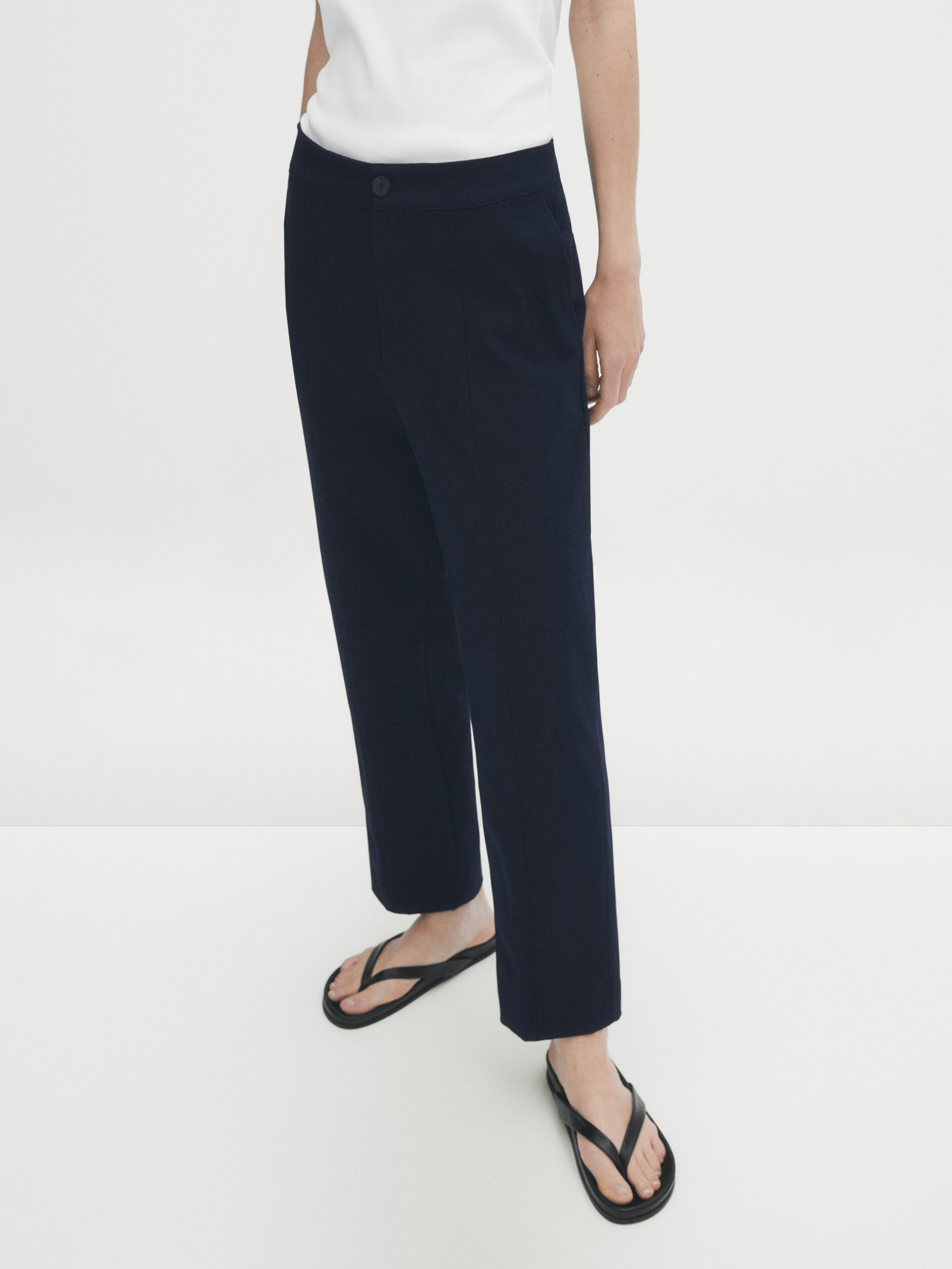 Pantalón slim costura central - AZUL MARINO