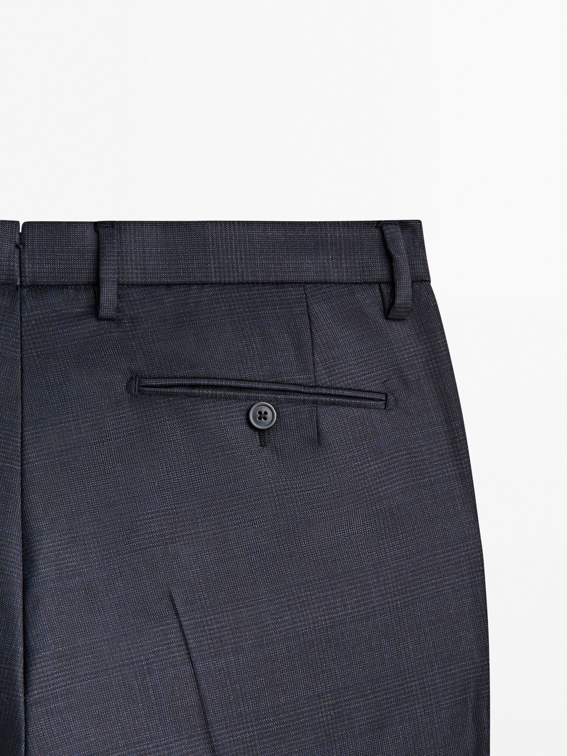 Pantalón traje cuadros azul lana - AZUL MARINO