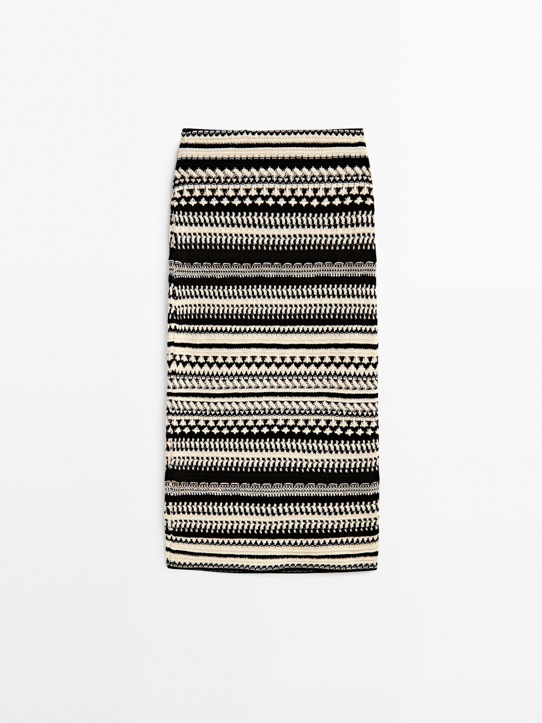 Falda midi punto jacquard - CRUDO