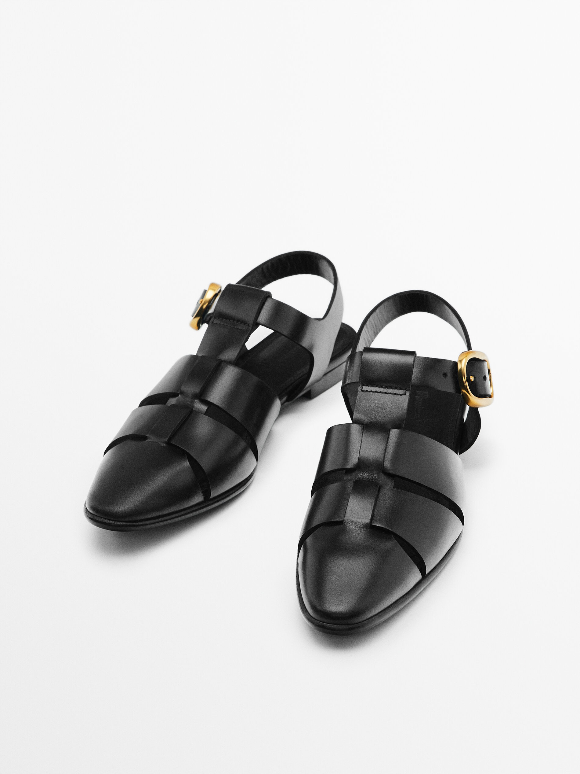 Sandalia cangrejera piel hebilla - NEGRO