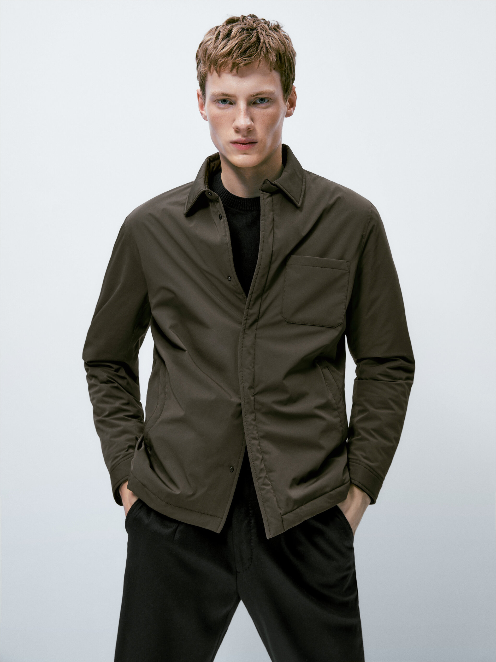 Sobrecamisa ligera stretch - MARRÓN