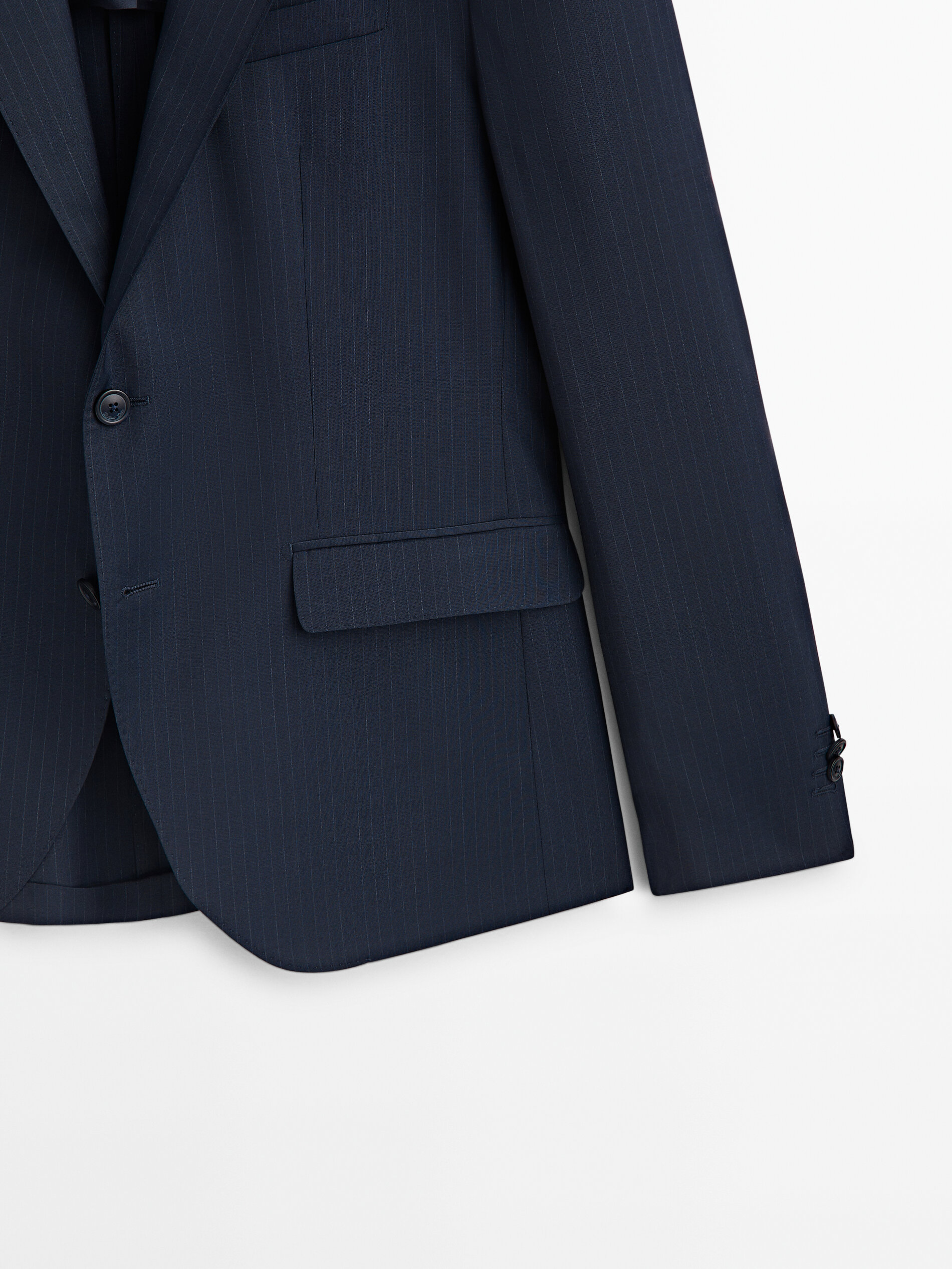 Americana traje lana super 120's raya diplomática - AZUL MARINO