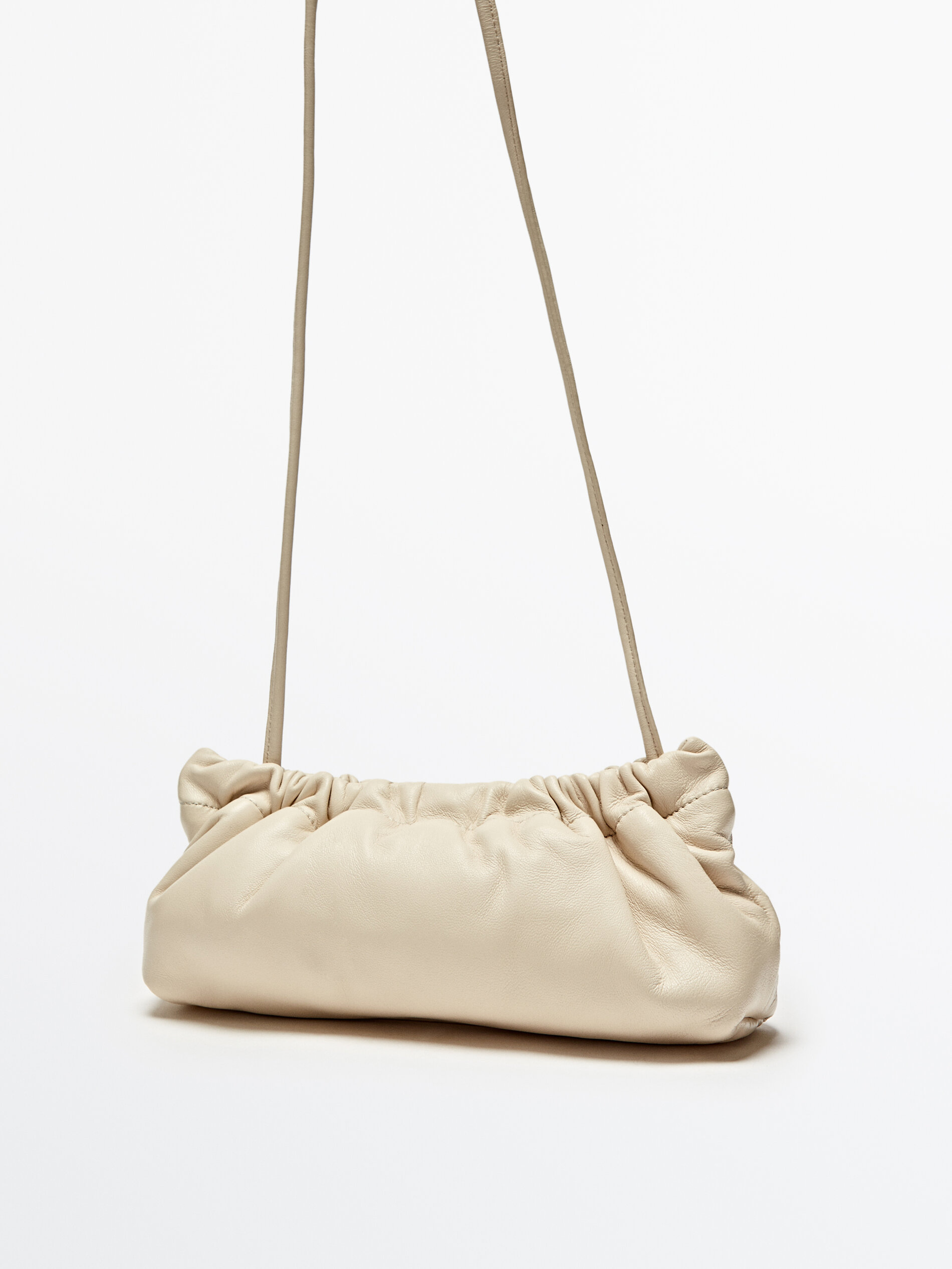 Bolso piel napa detalle frunces - BLANCO
