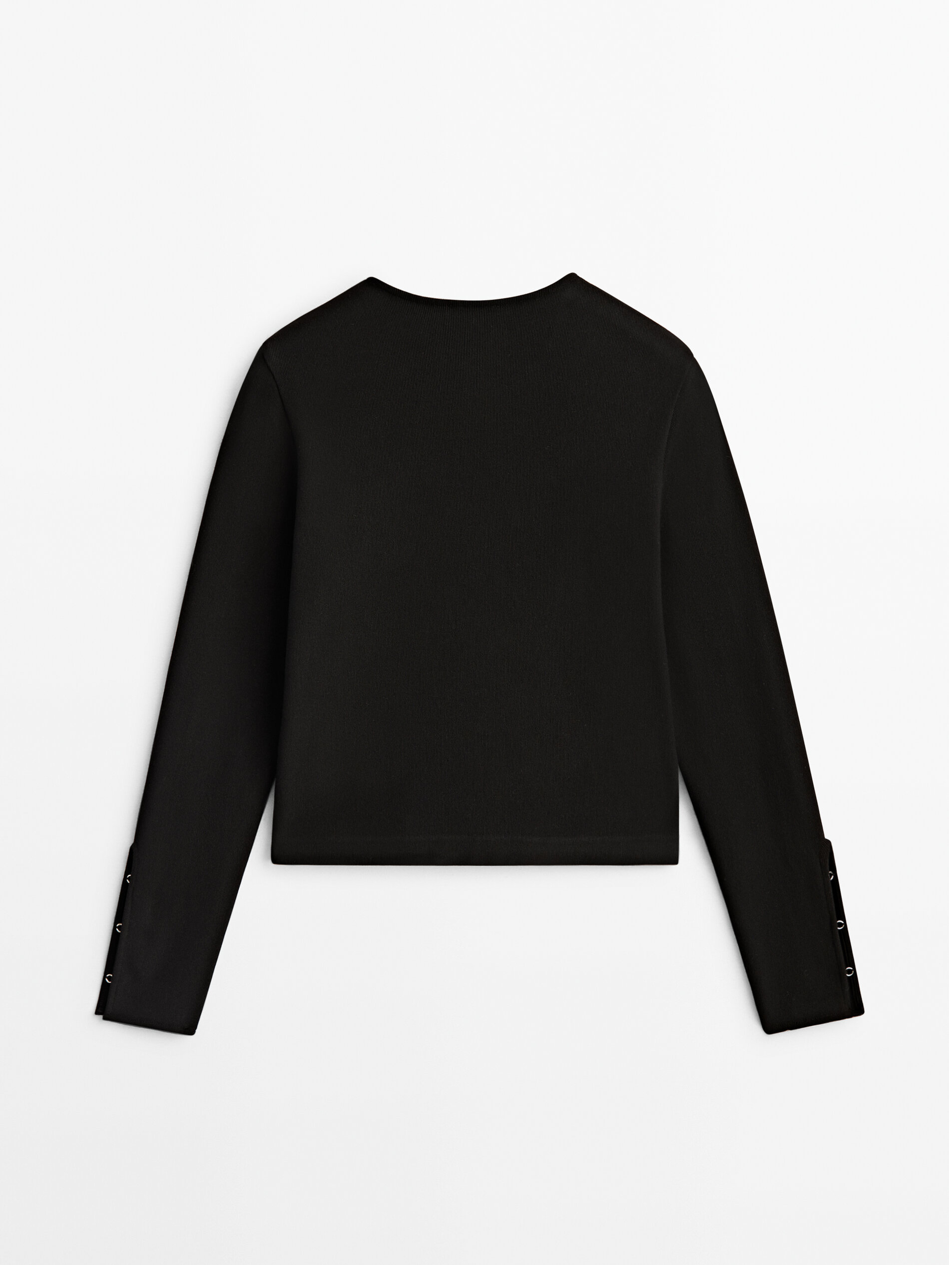 Camiseta manga larga abertura aros - NEGRO