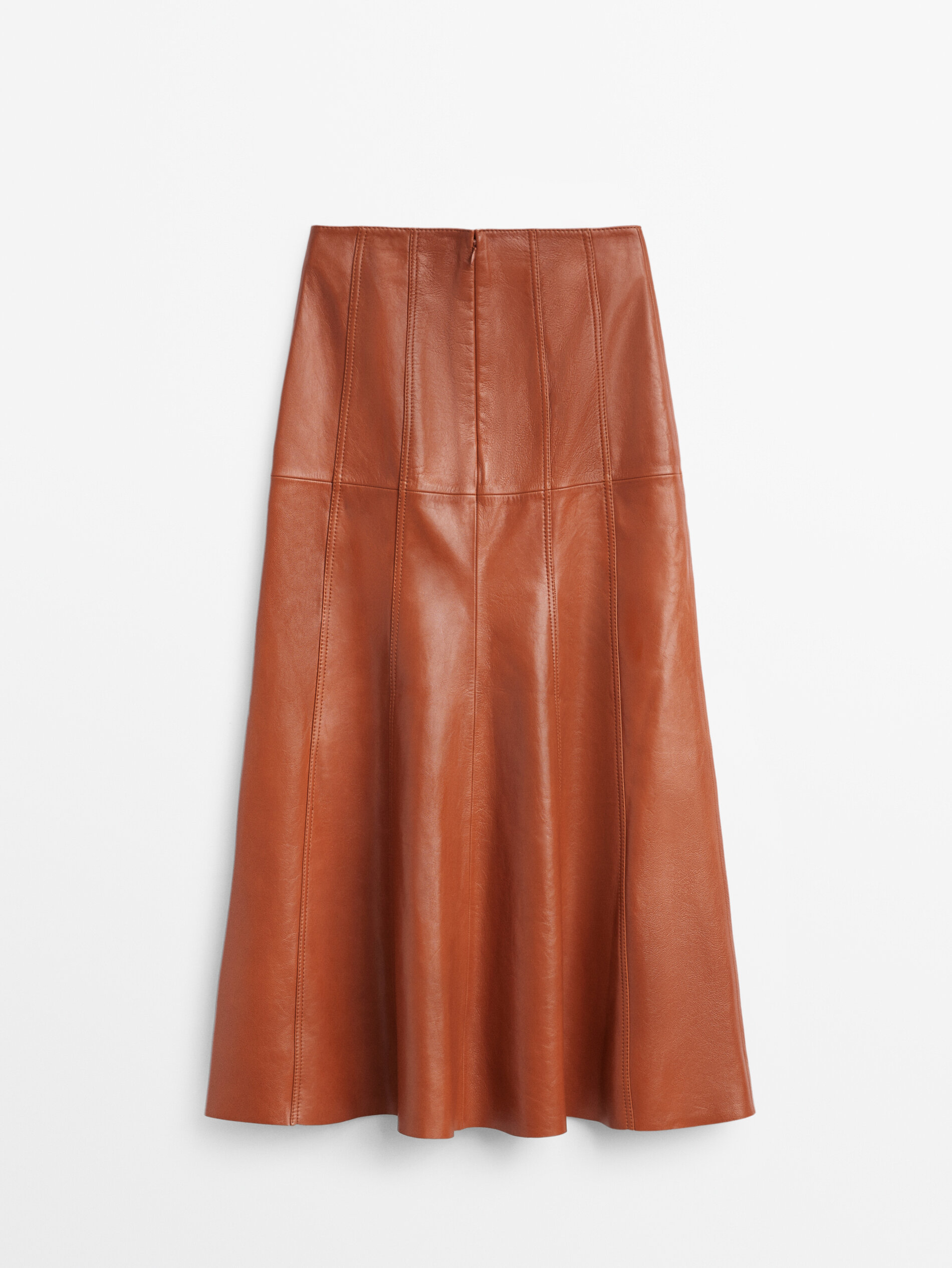 Falda larga piel napa costuras - CUERO