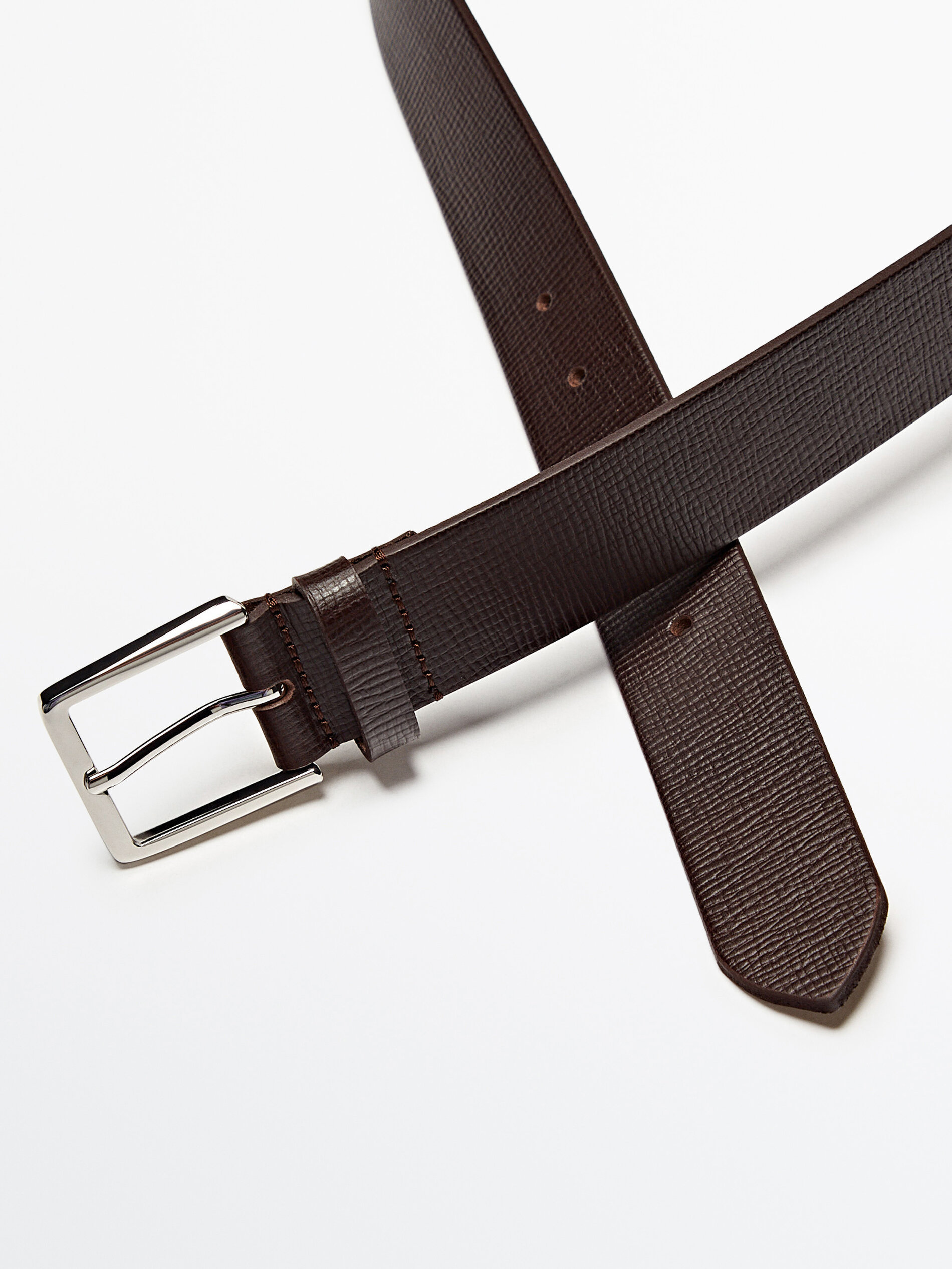 Cinturón piel grabada - MARRÓN