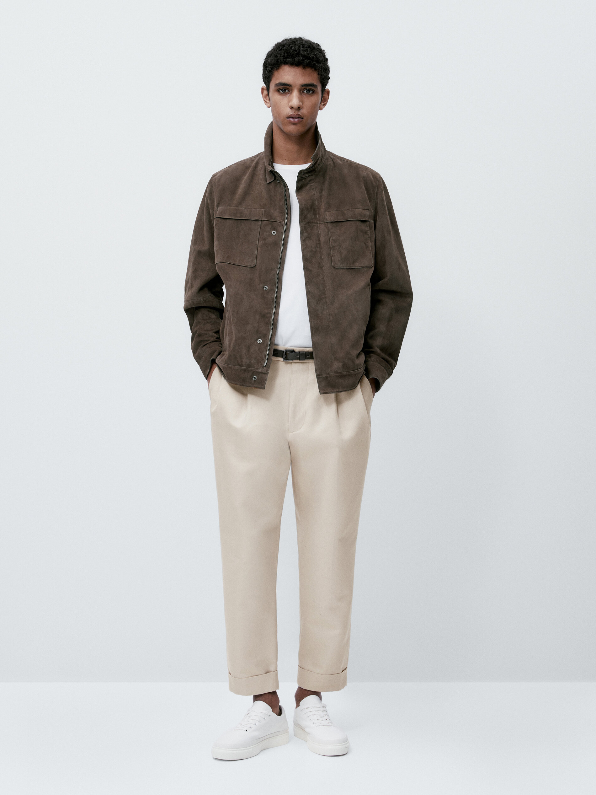 Chaqueta trucker piel ante - ANTRACITA