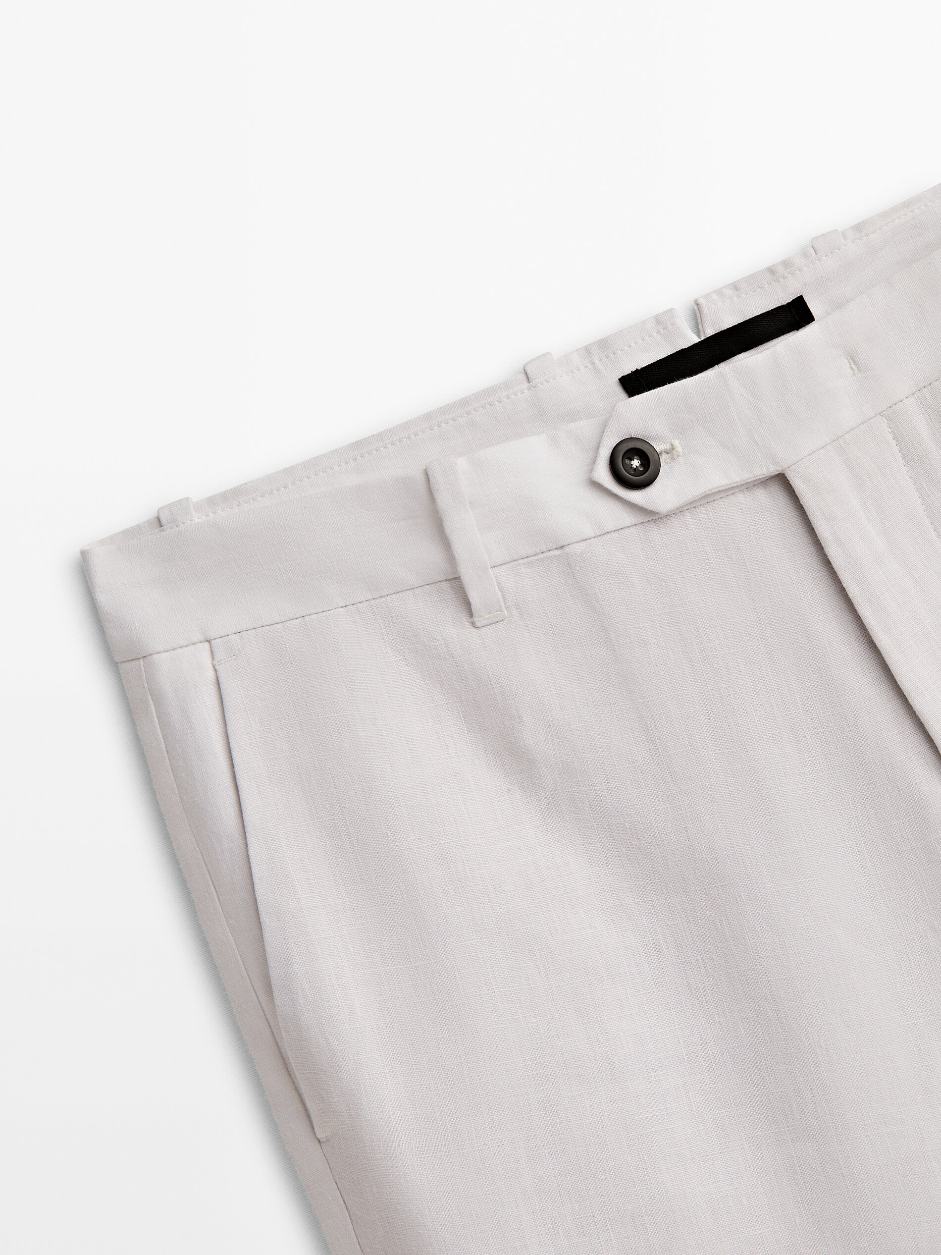 Pantalón 100% lino straight fit -Studio - BLANCO