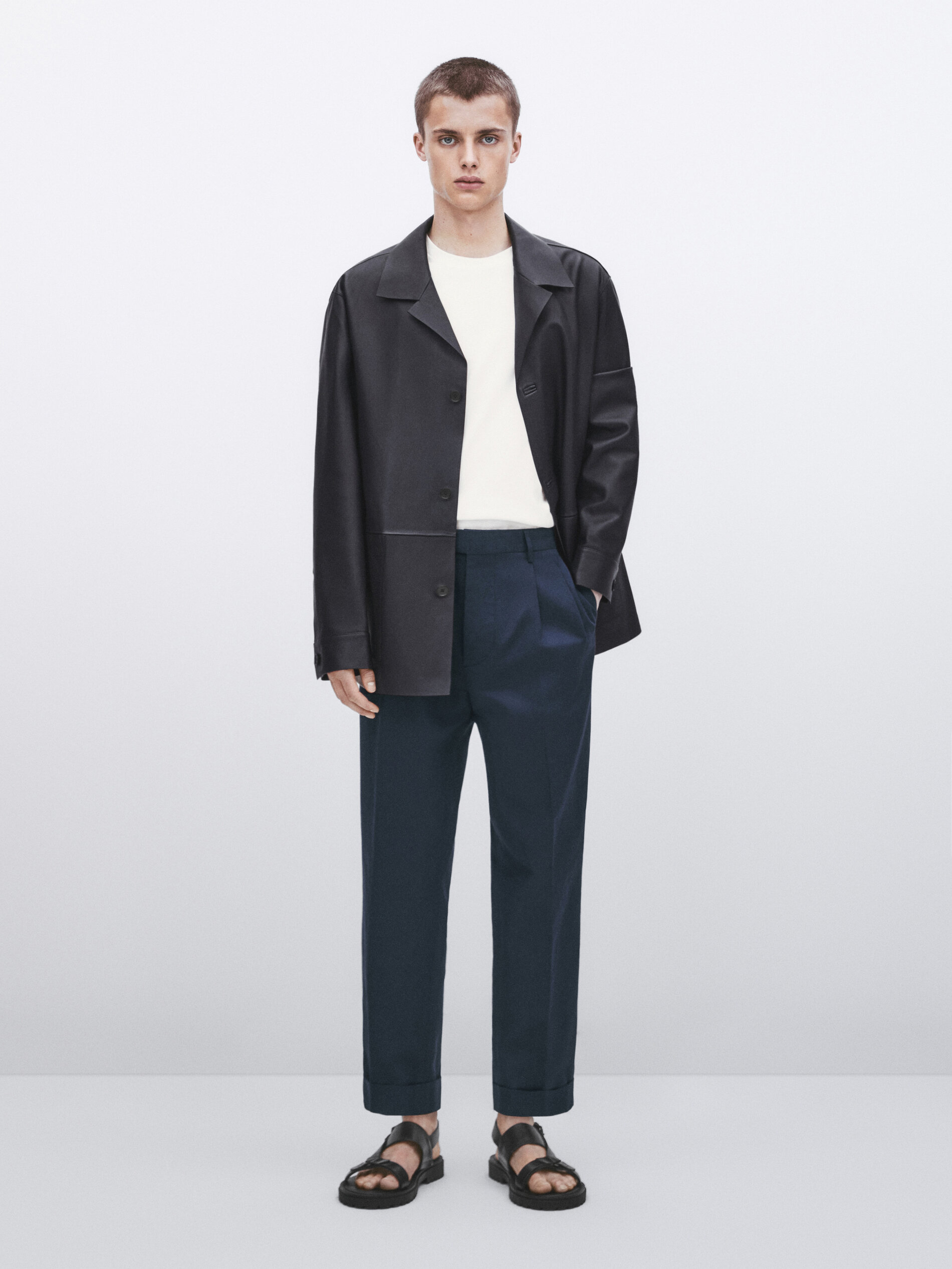 Sobrecamisa piel napa -Studio - AZUL OSCURO