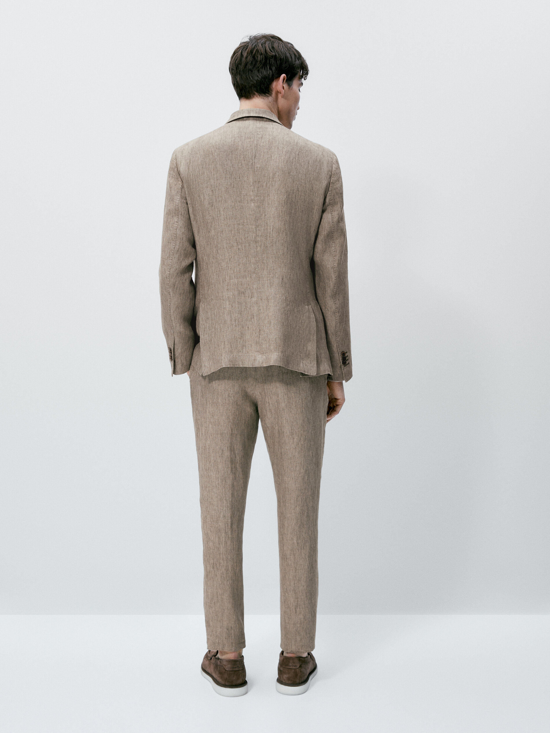 Pantalón traje lino delavé - BEIGE