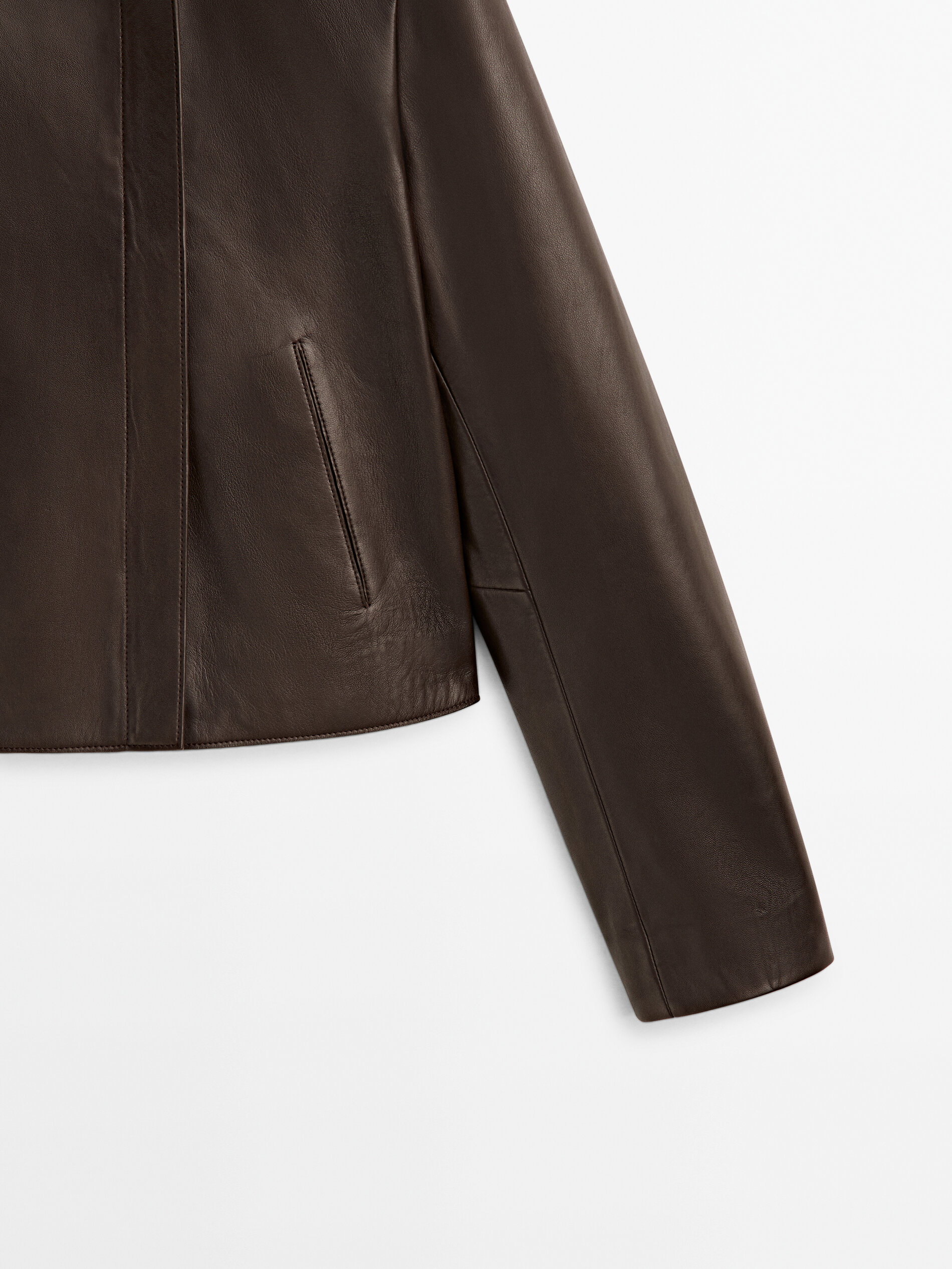 Chaqueta biker piel napa - MARRÓN