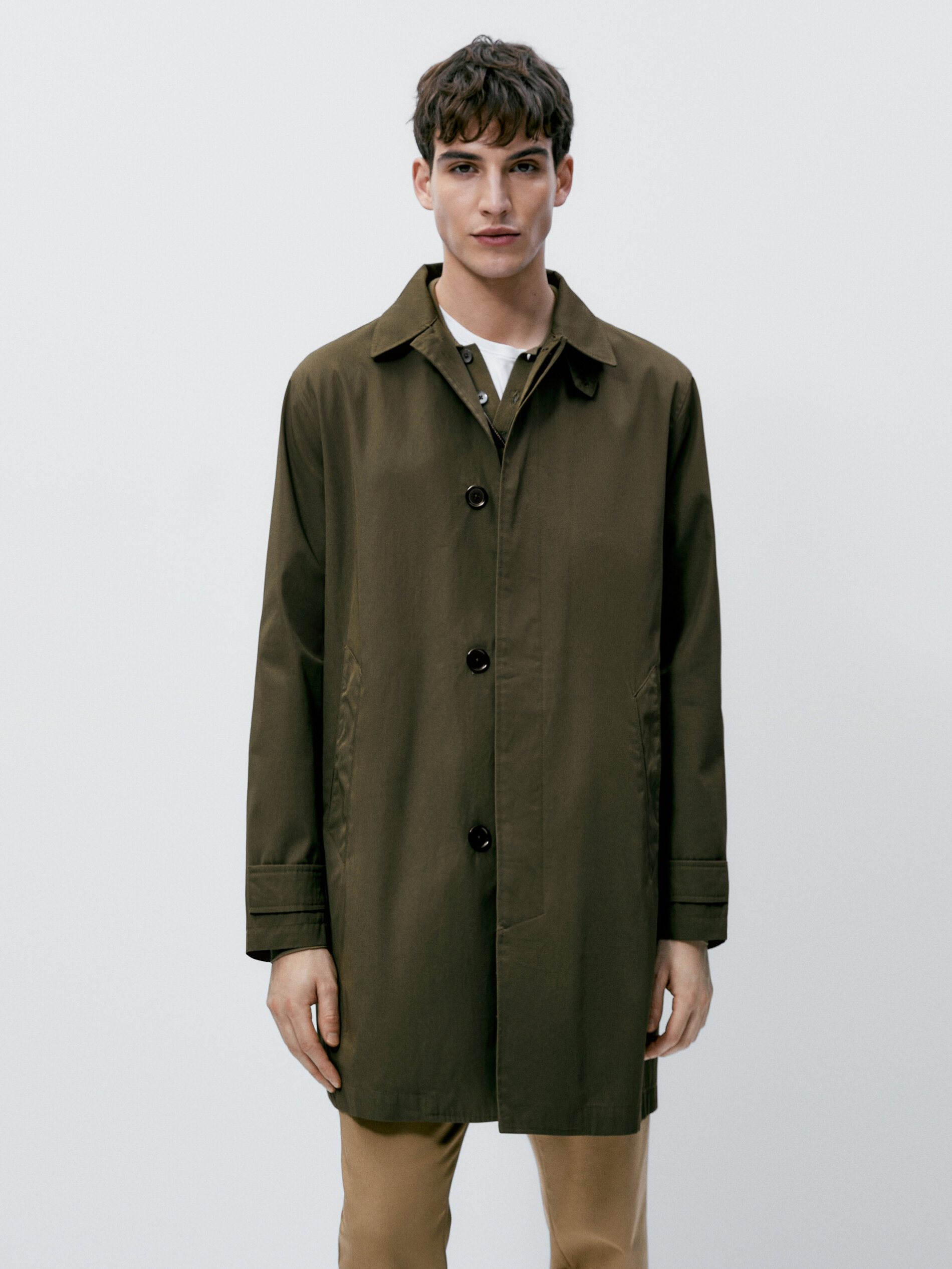 Chaqueta trench algodón - KAKI