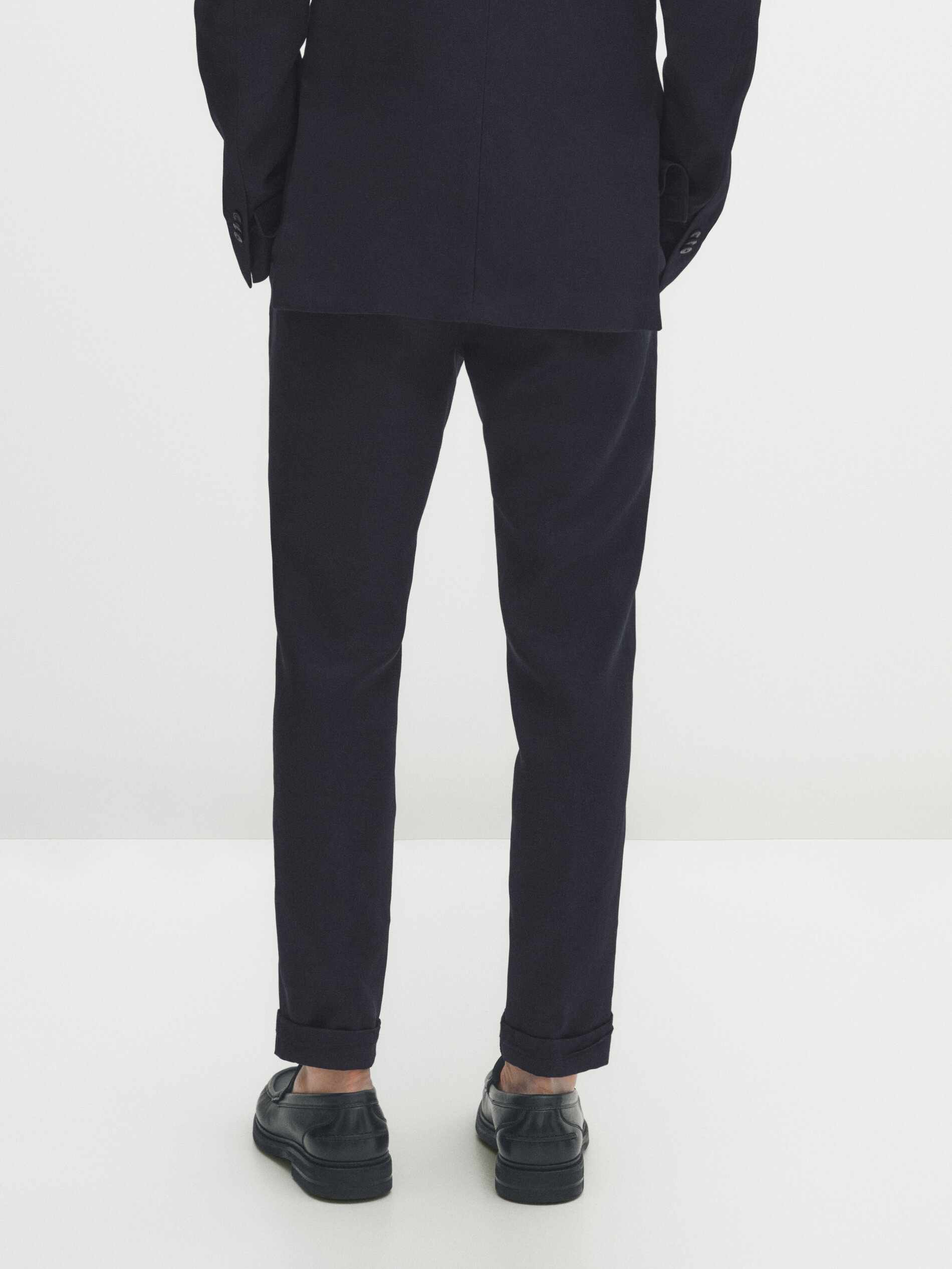 Pantalón traje azul marino 100% lino - AZUL MARINO