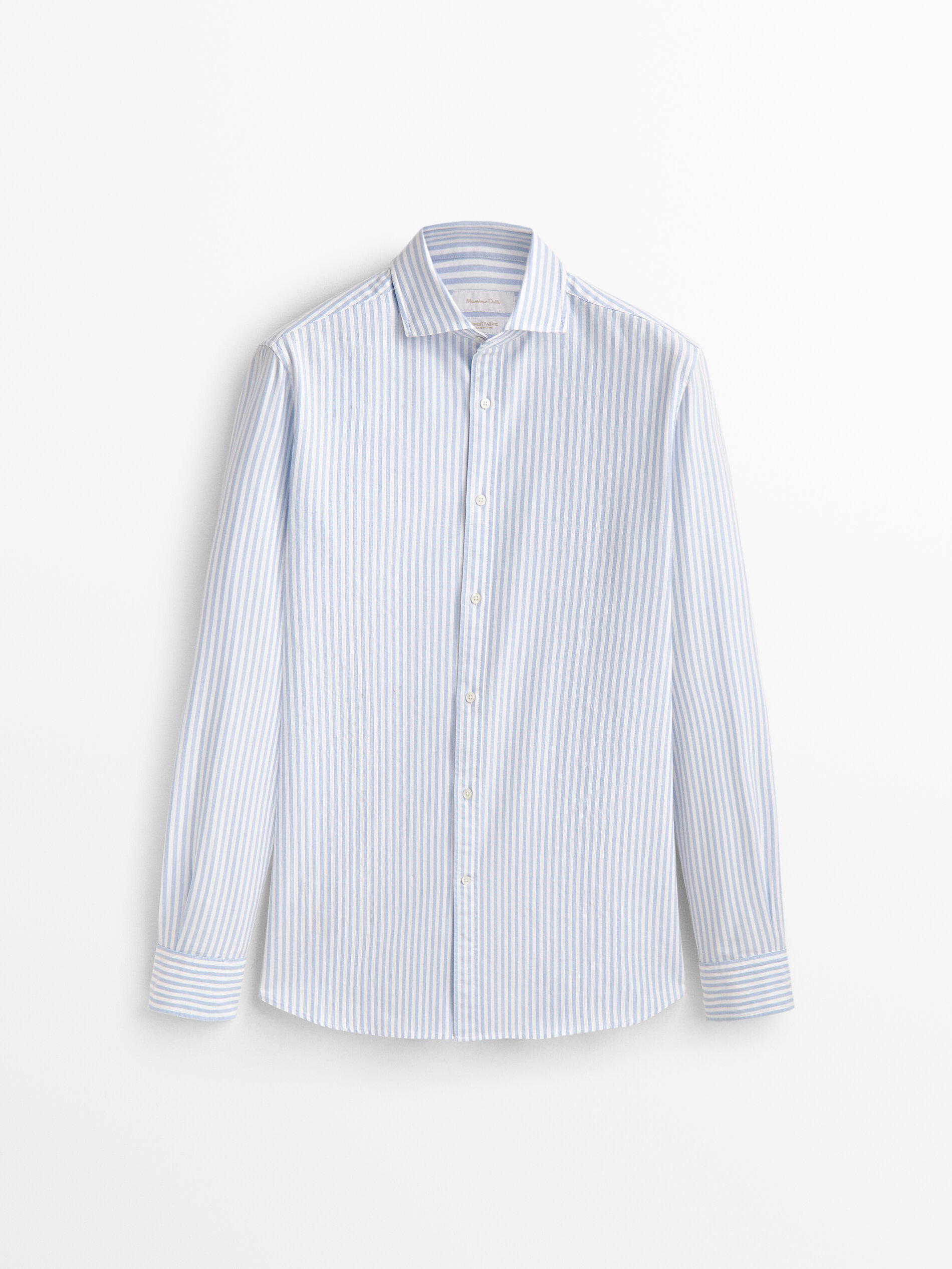 Camisa oxford rayas algodón slim fit - CELESTE