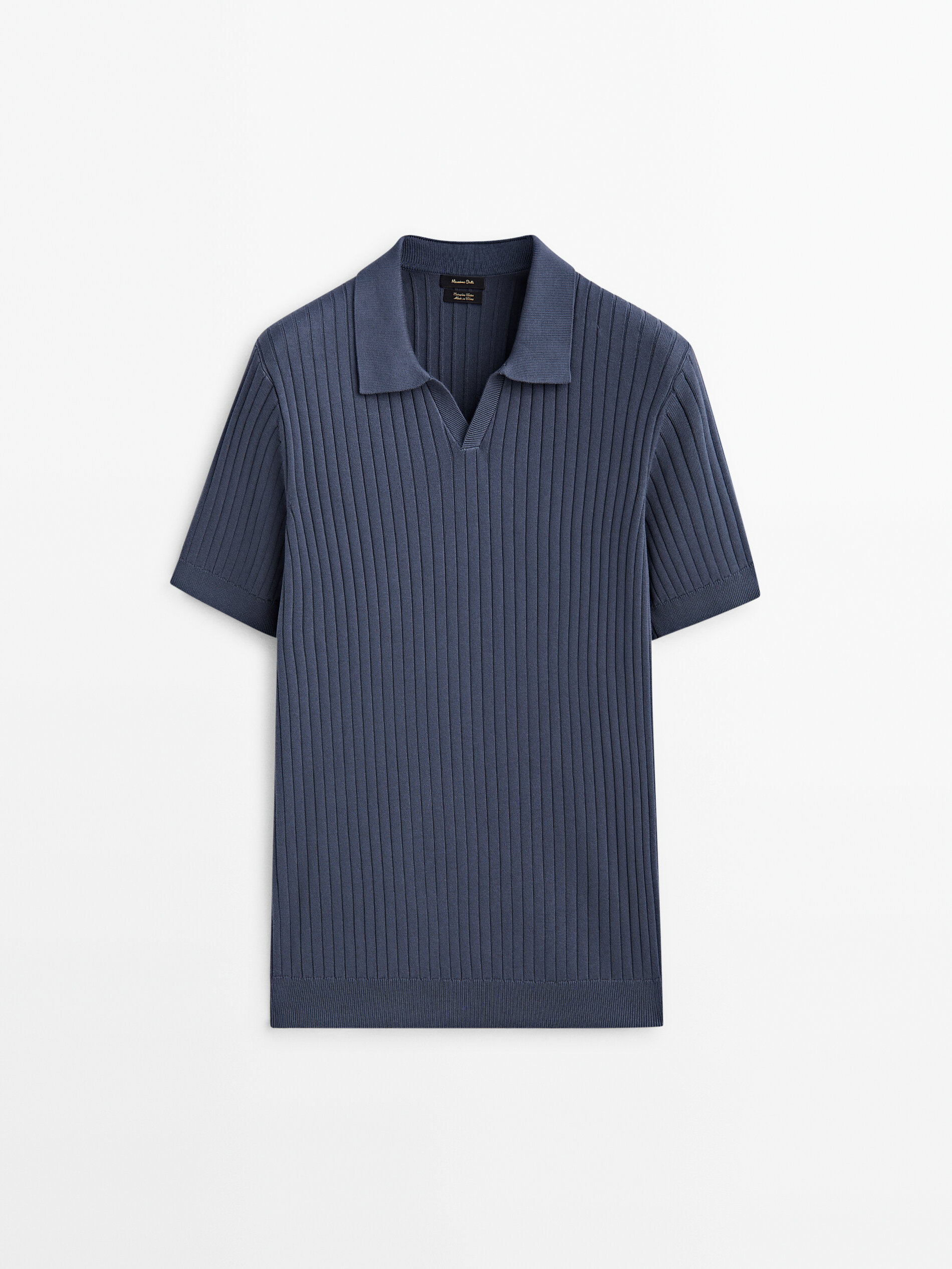 Jersey polo canalé manga corta - Azul Oscuro