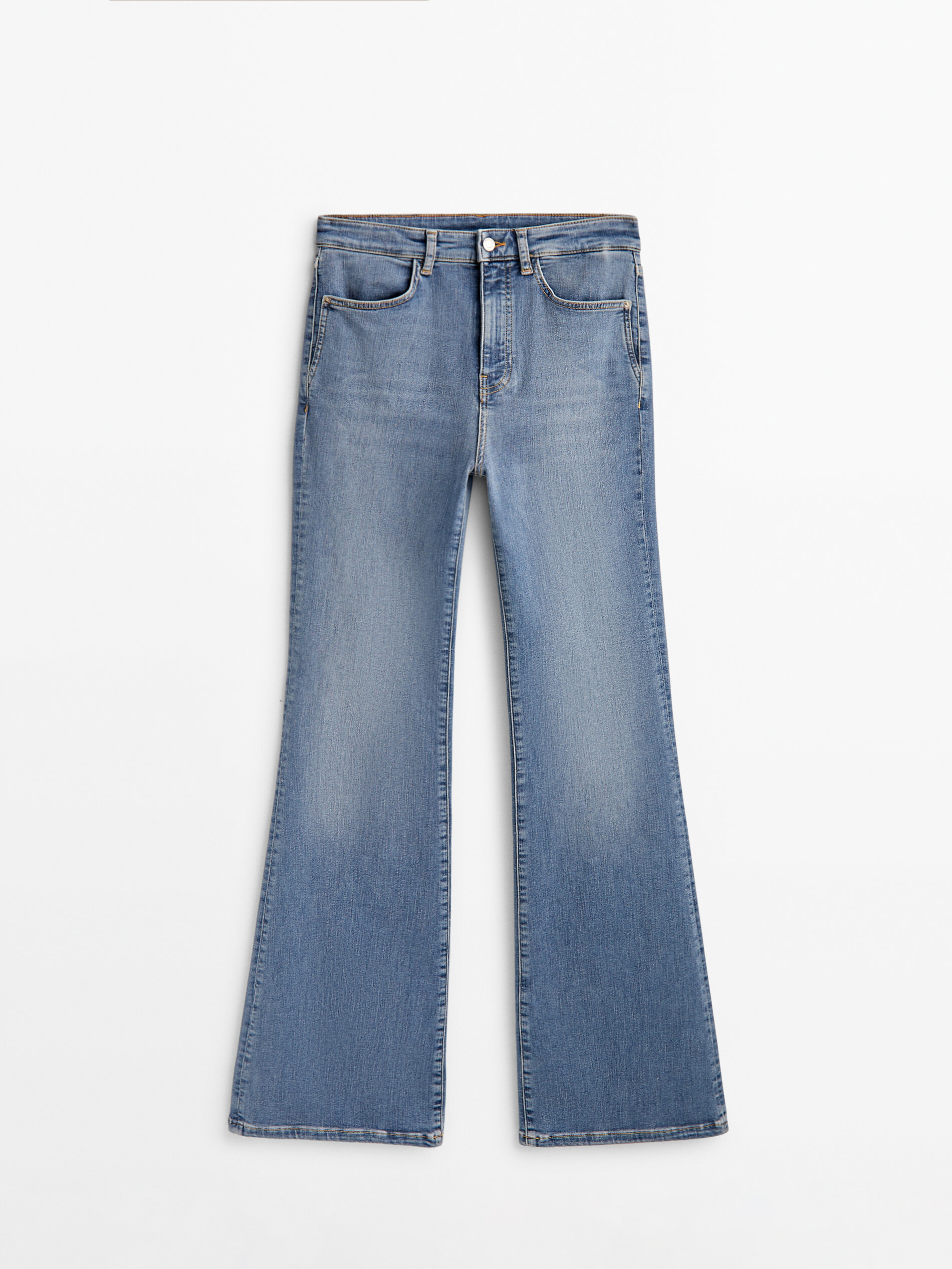Pantalón vaquero tiro alto skinny flare - Azul Claro