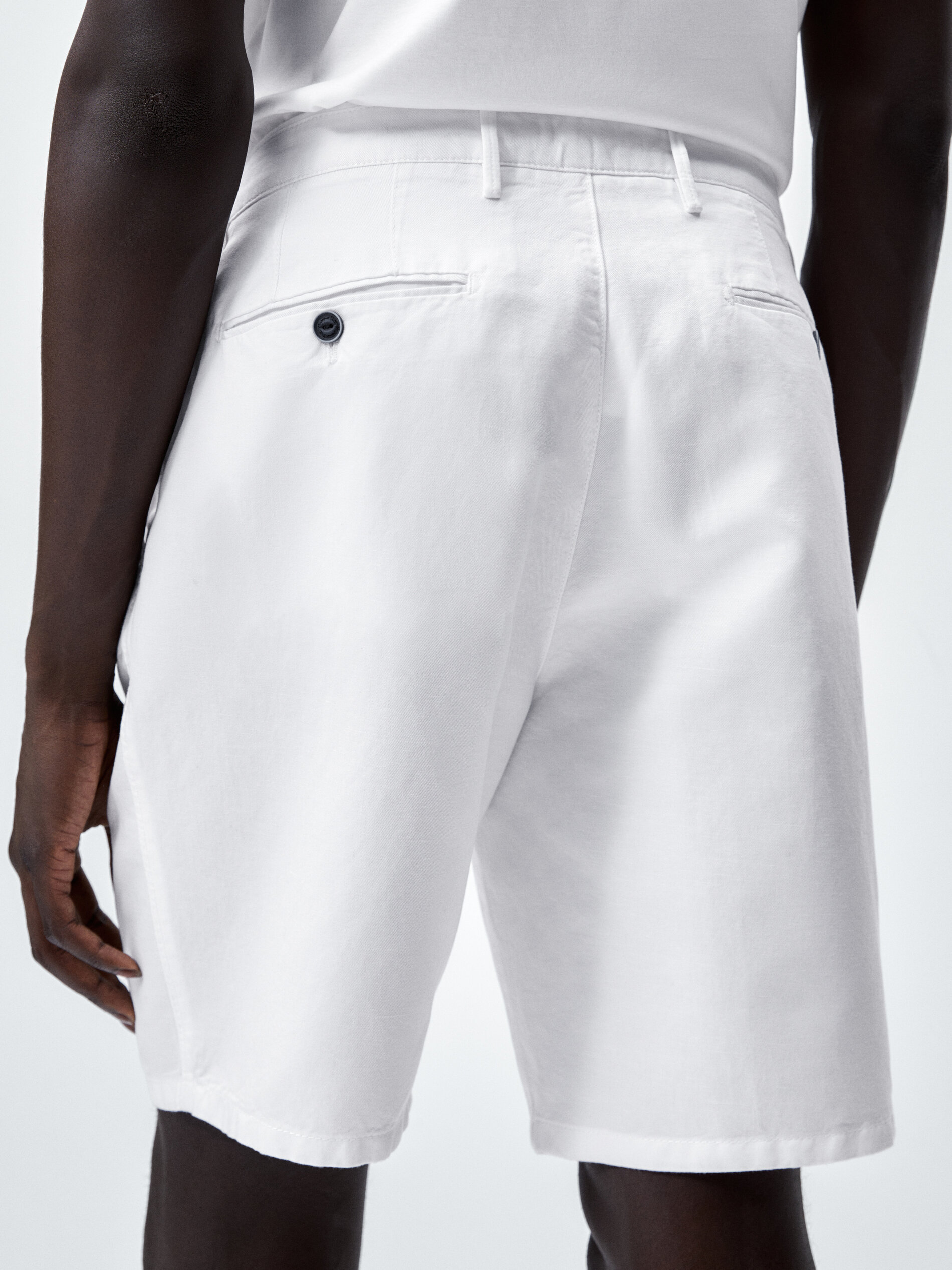 Bermuda con lino y algodón - BLANCO