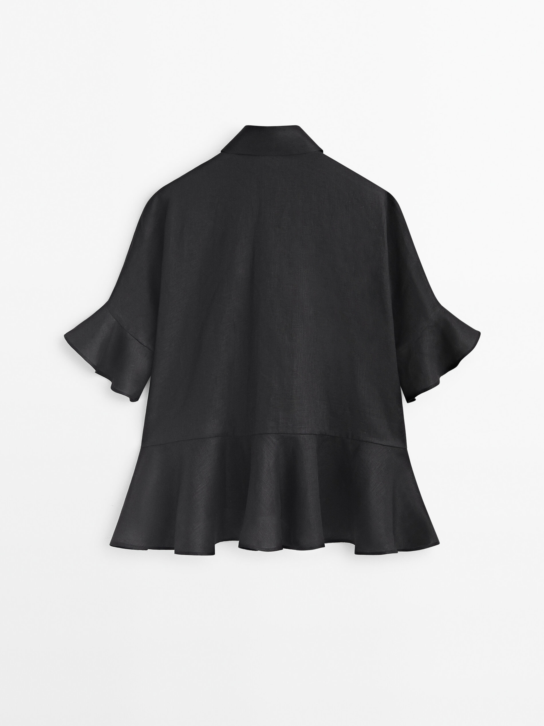 Camisa peplum lino -Studio - NEGRO