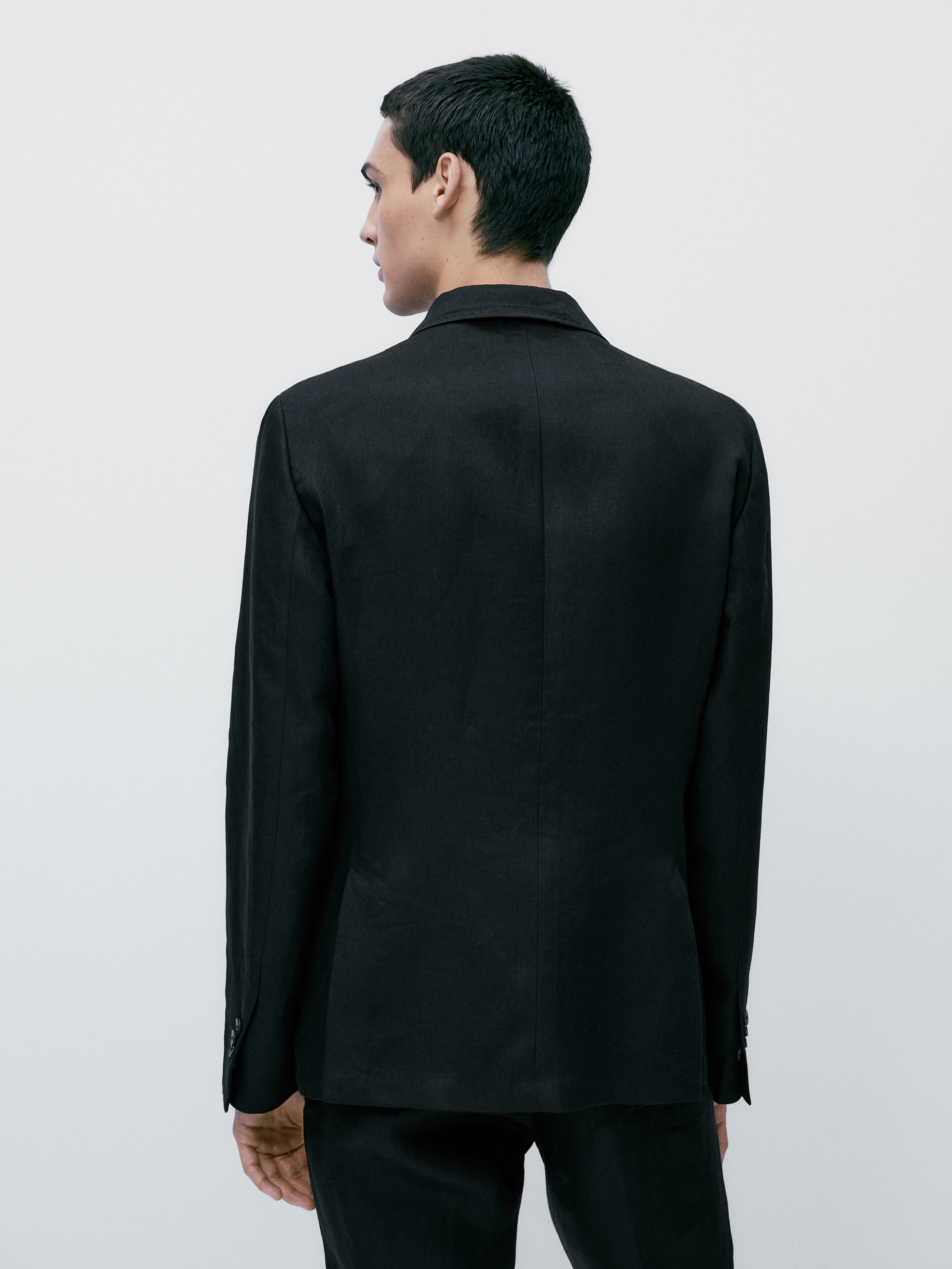 Americana traje negro lino - NEGRO