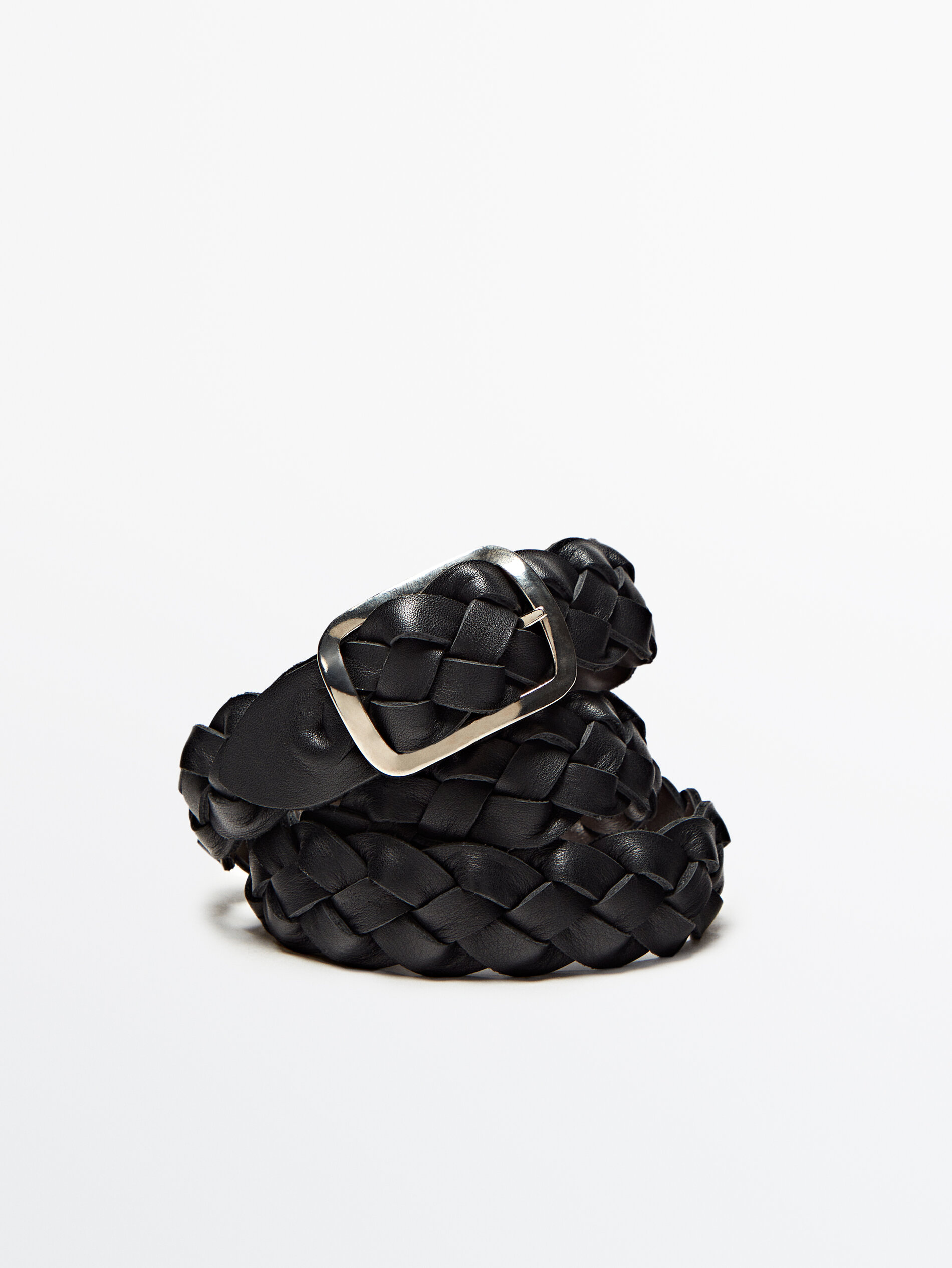 Cinturón trenzado piel reversible - NEGRO