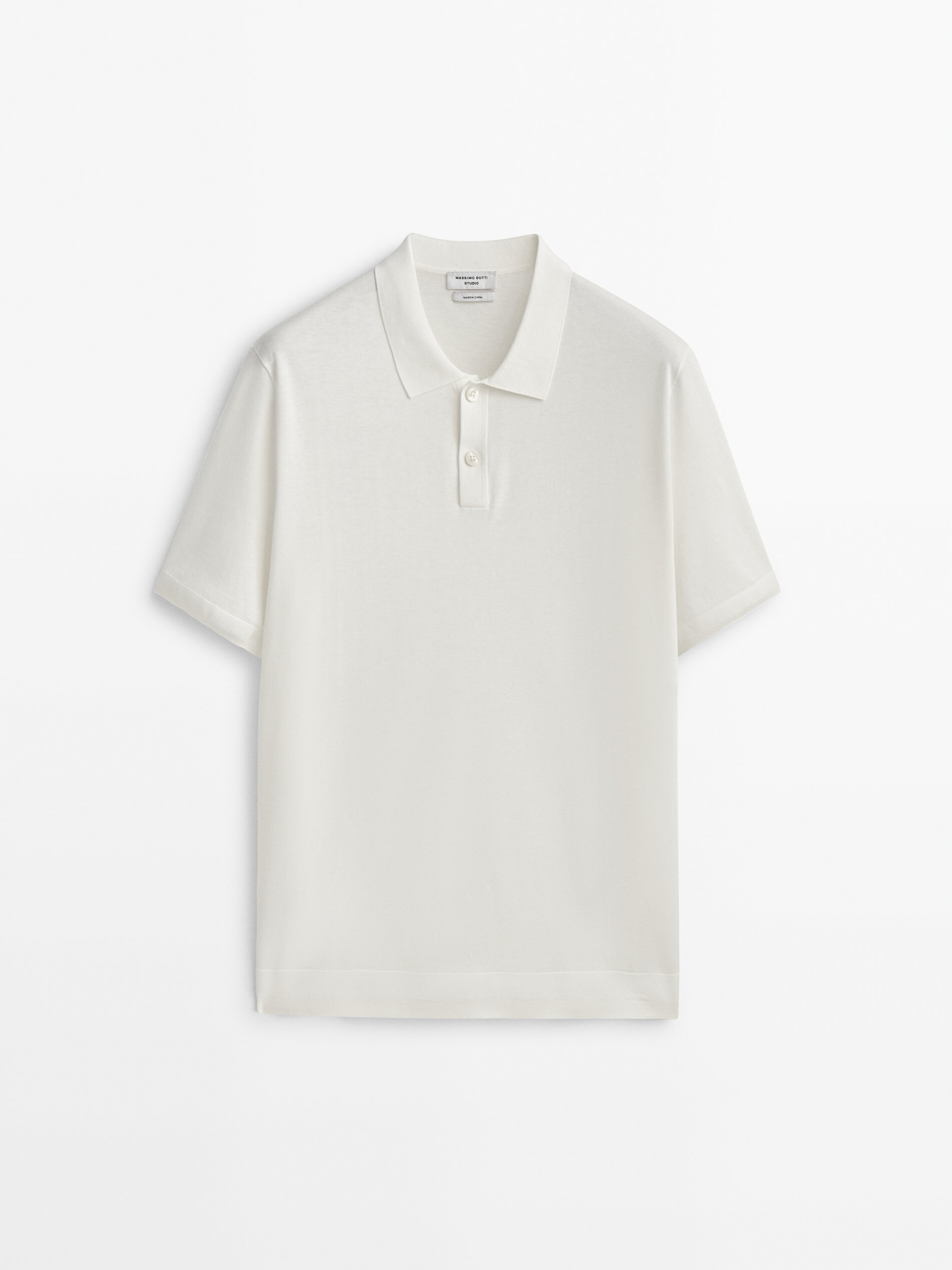 Jersey polo mezcla algodón seda -Studio - BLANCO ROTO