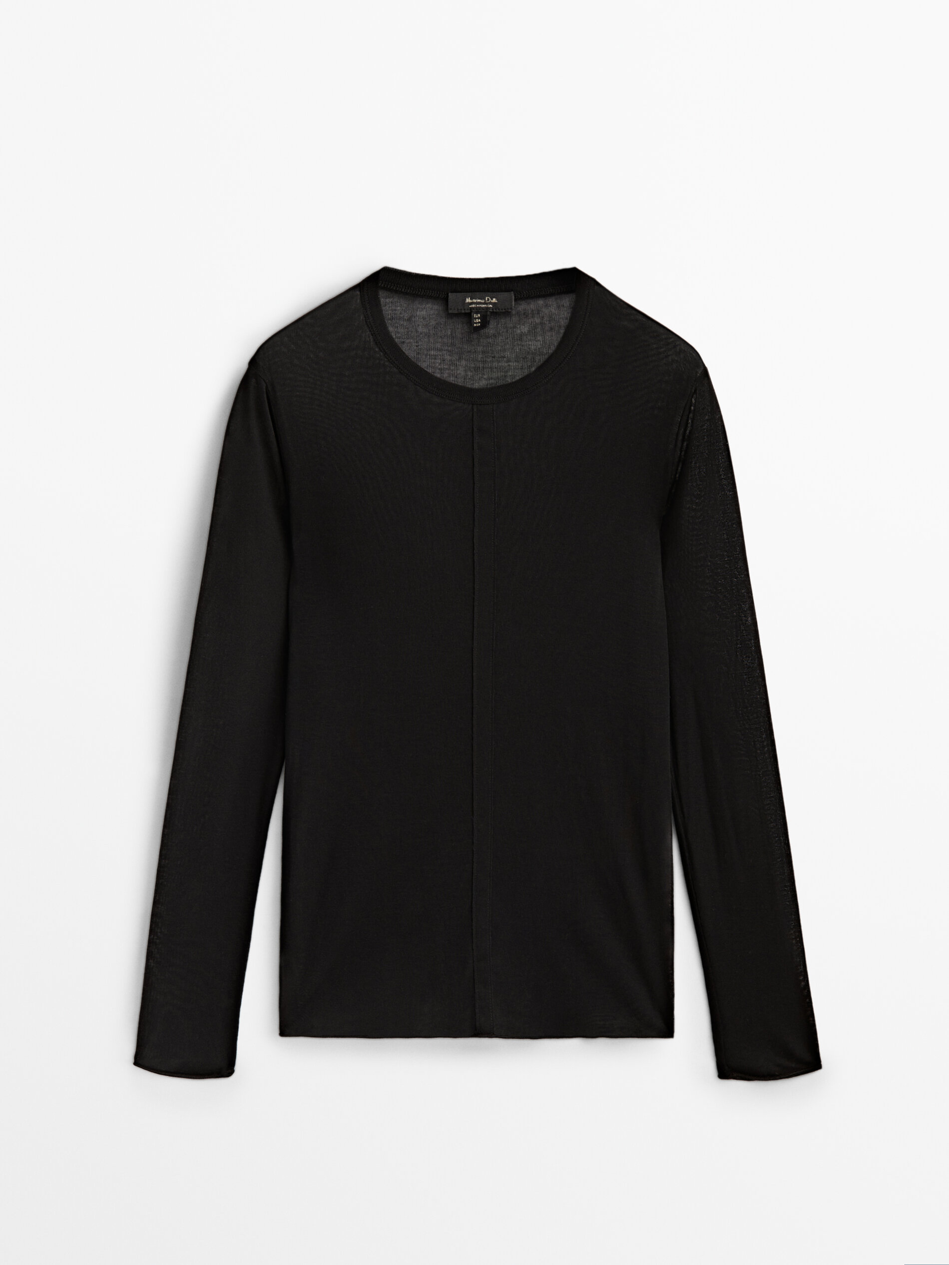 Camiseta semitransparente costura - NEGRO