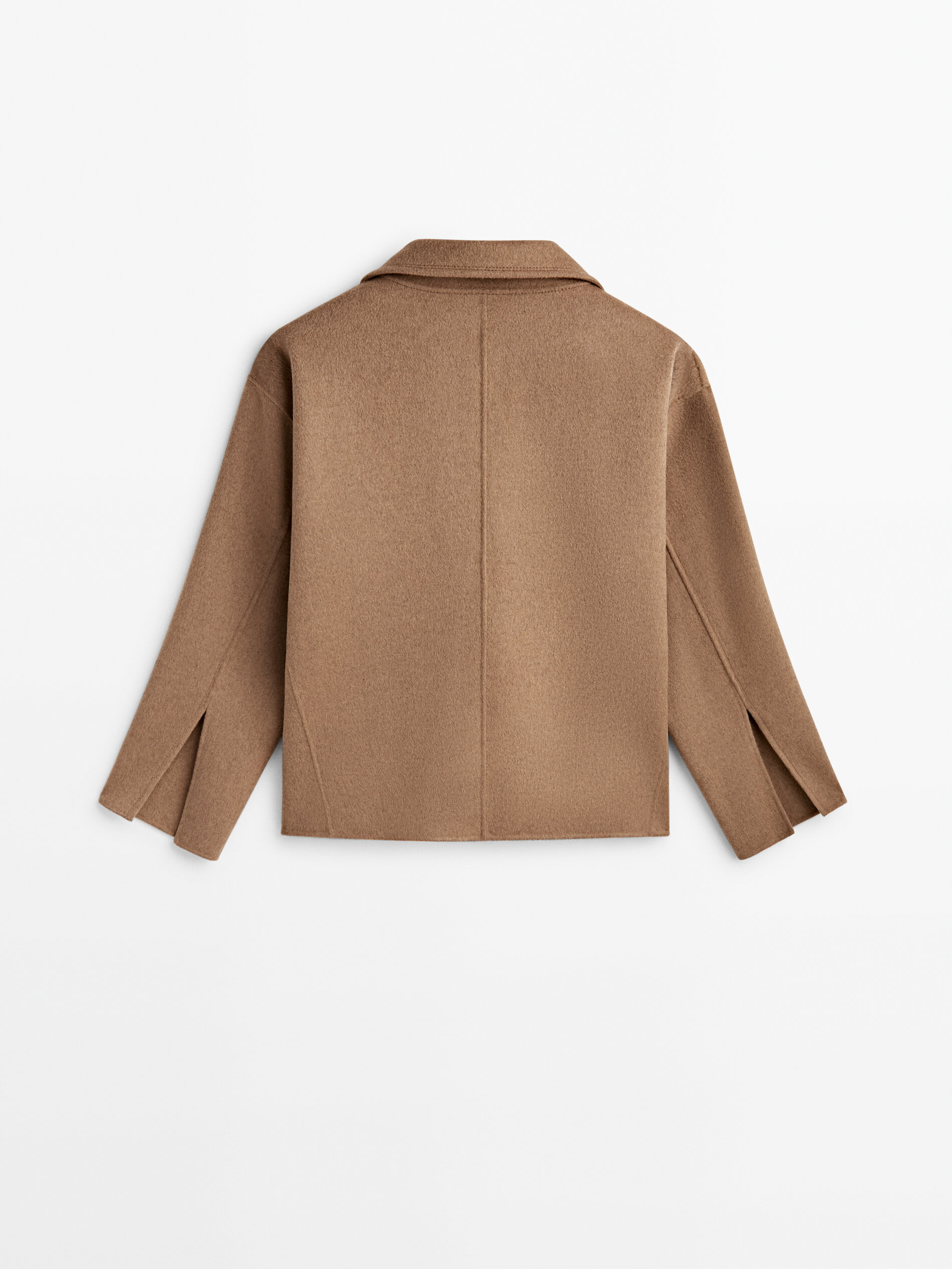 Abrigo corto mezcla lana bolsillos - CAMEL