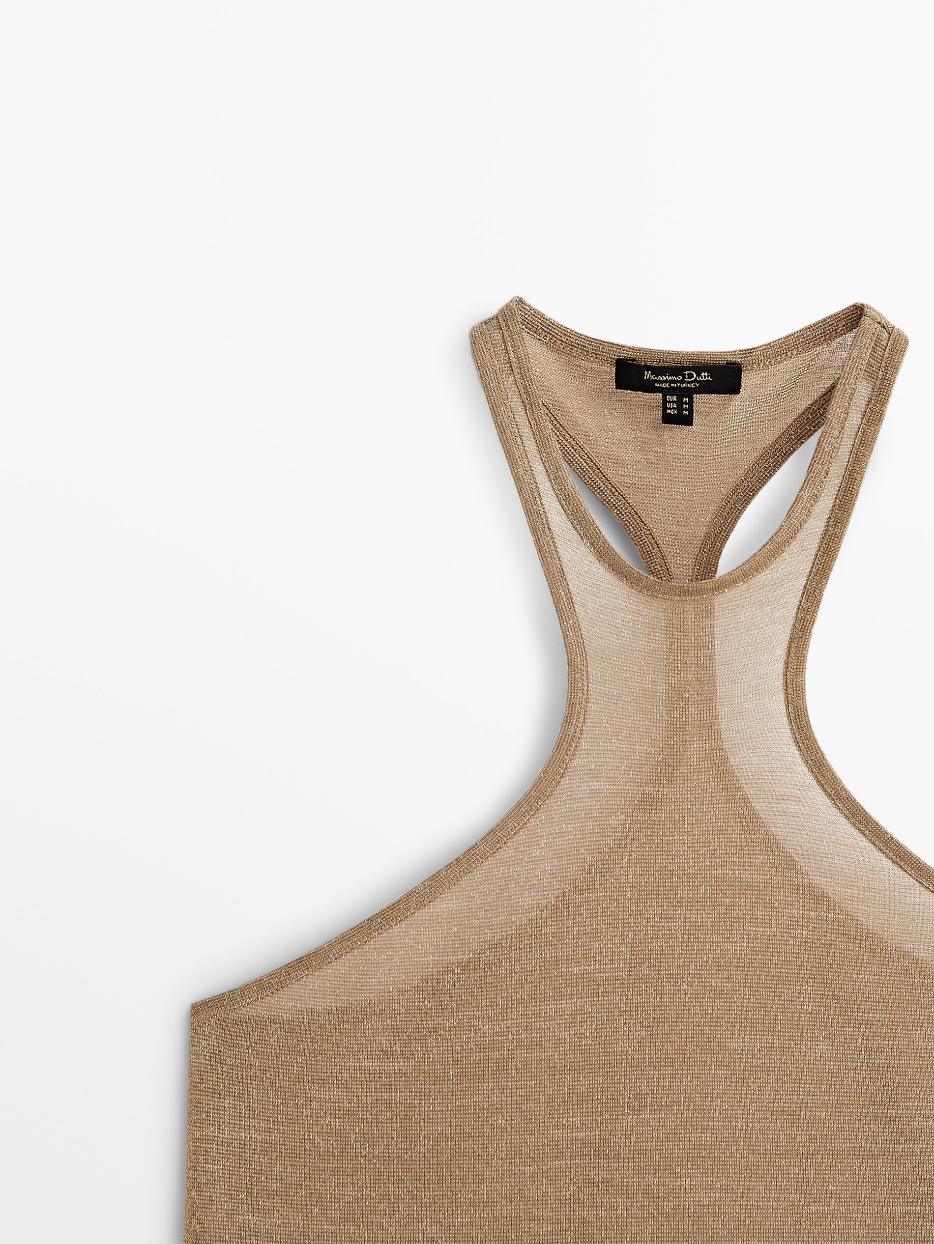 Top halter pronunciado brillo - DORADO