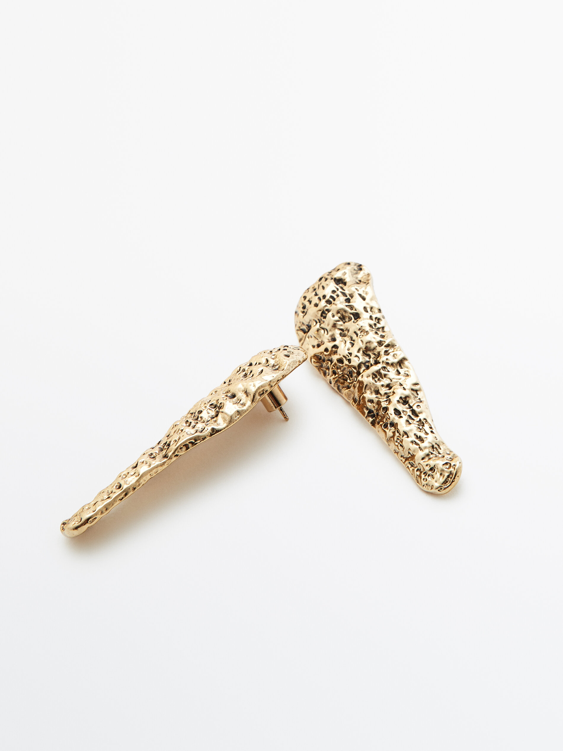 Pendientes largos textura baño oro - ORO