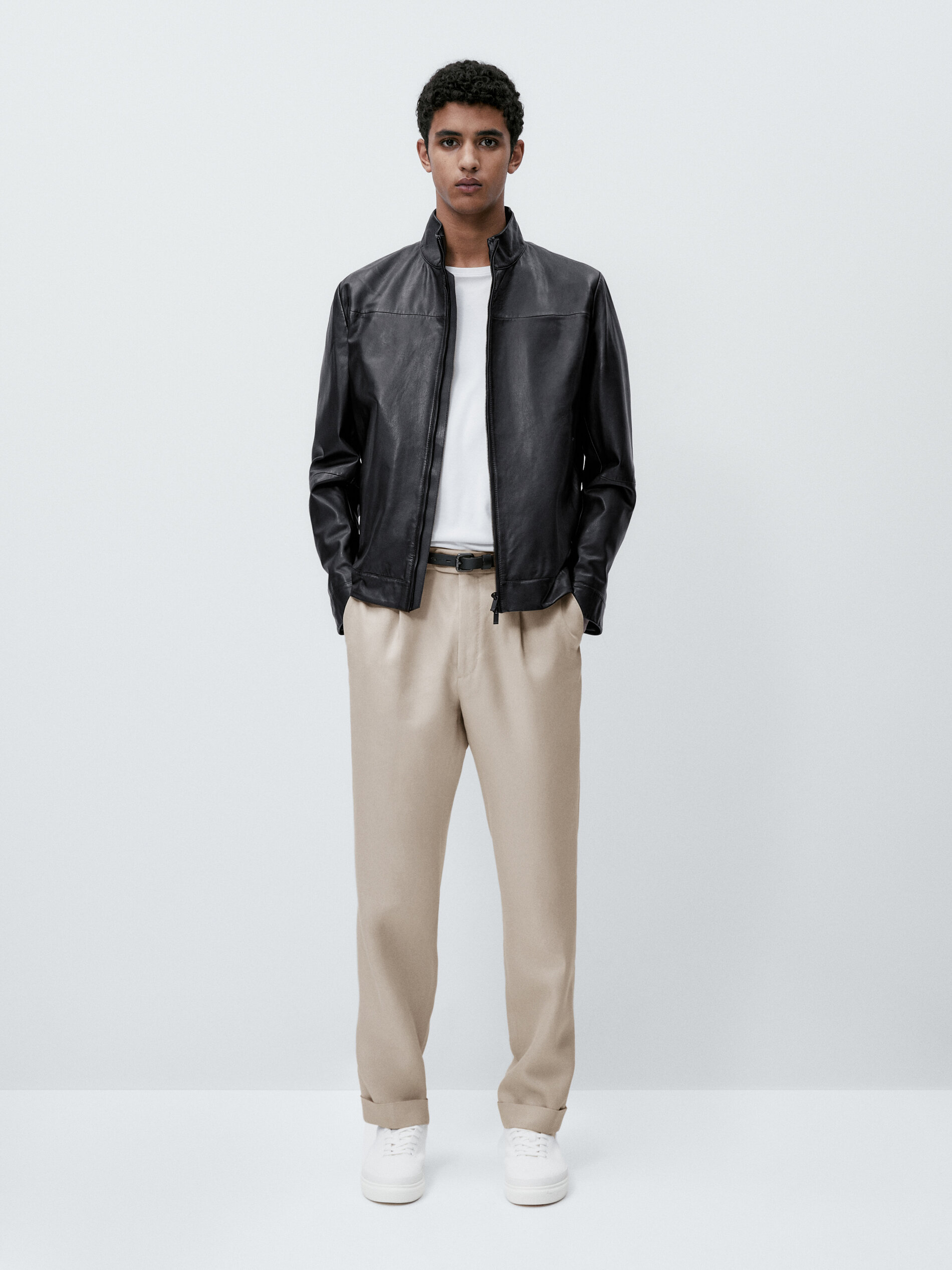 Cazadora piel napa azul - AZUL