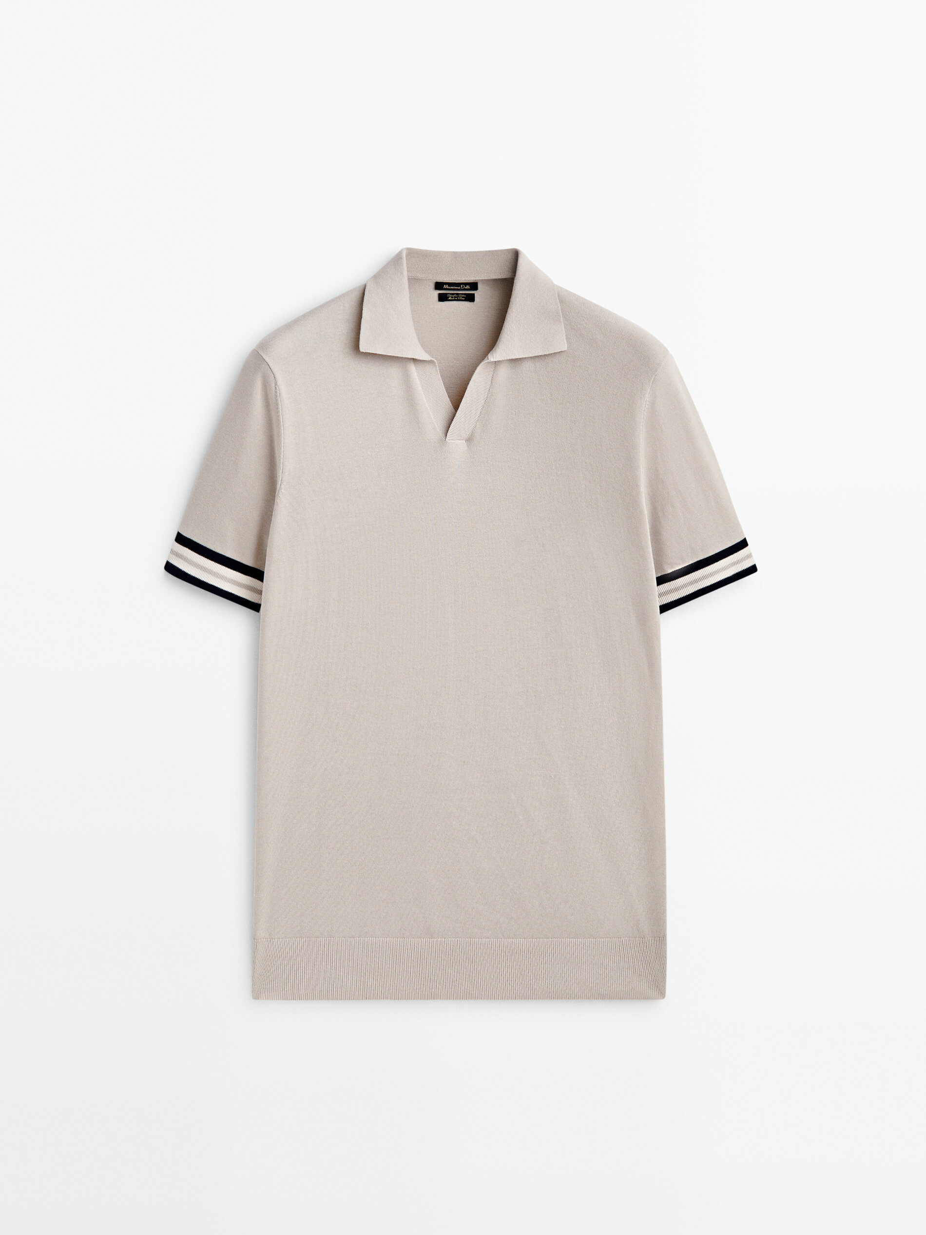 Jersey polo manga corta contraste - Beige