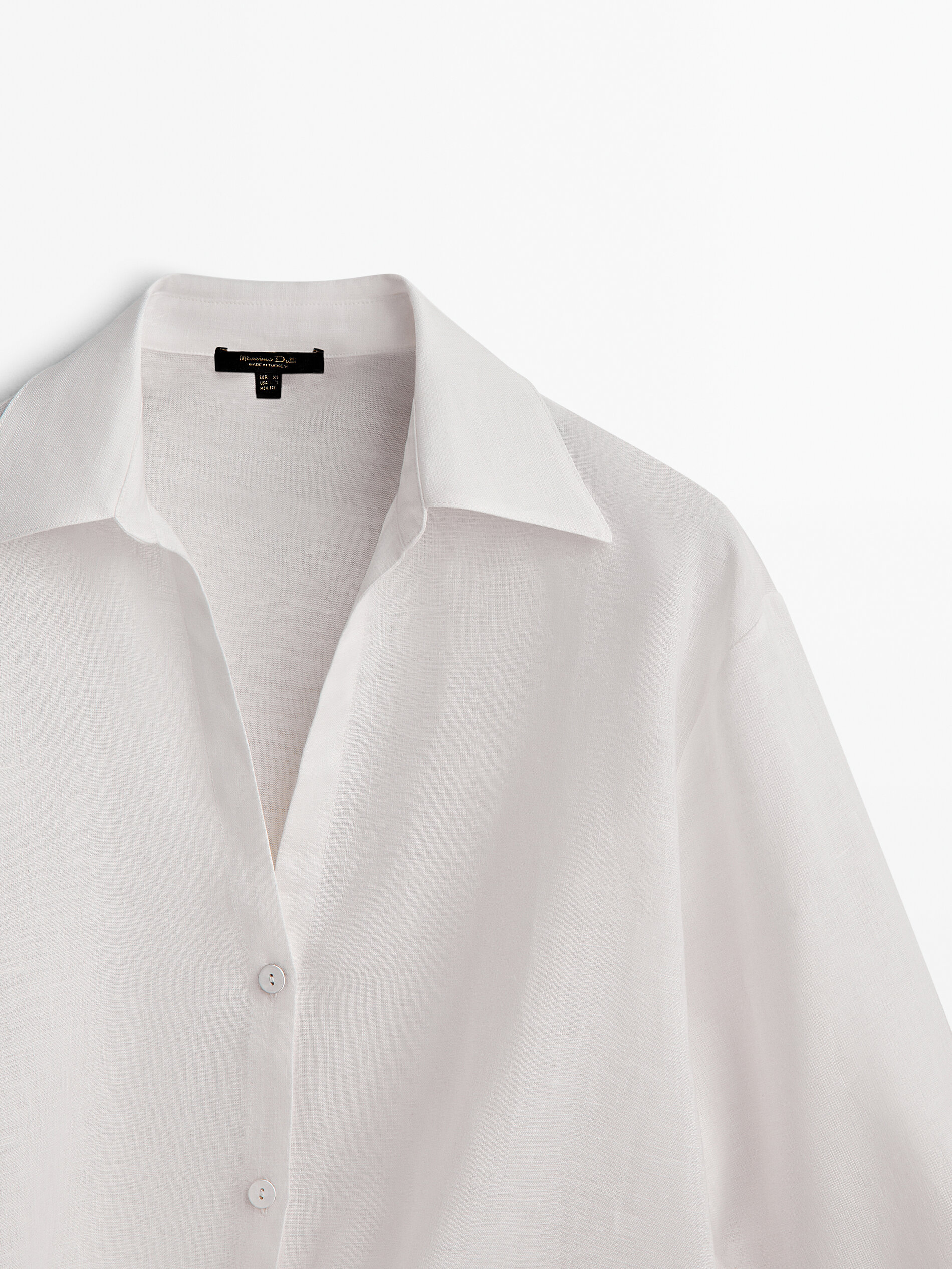 Camiseta 100% lino nudo frontal - CRUDO