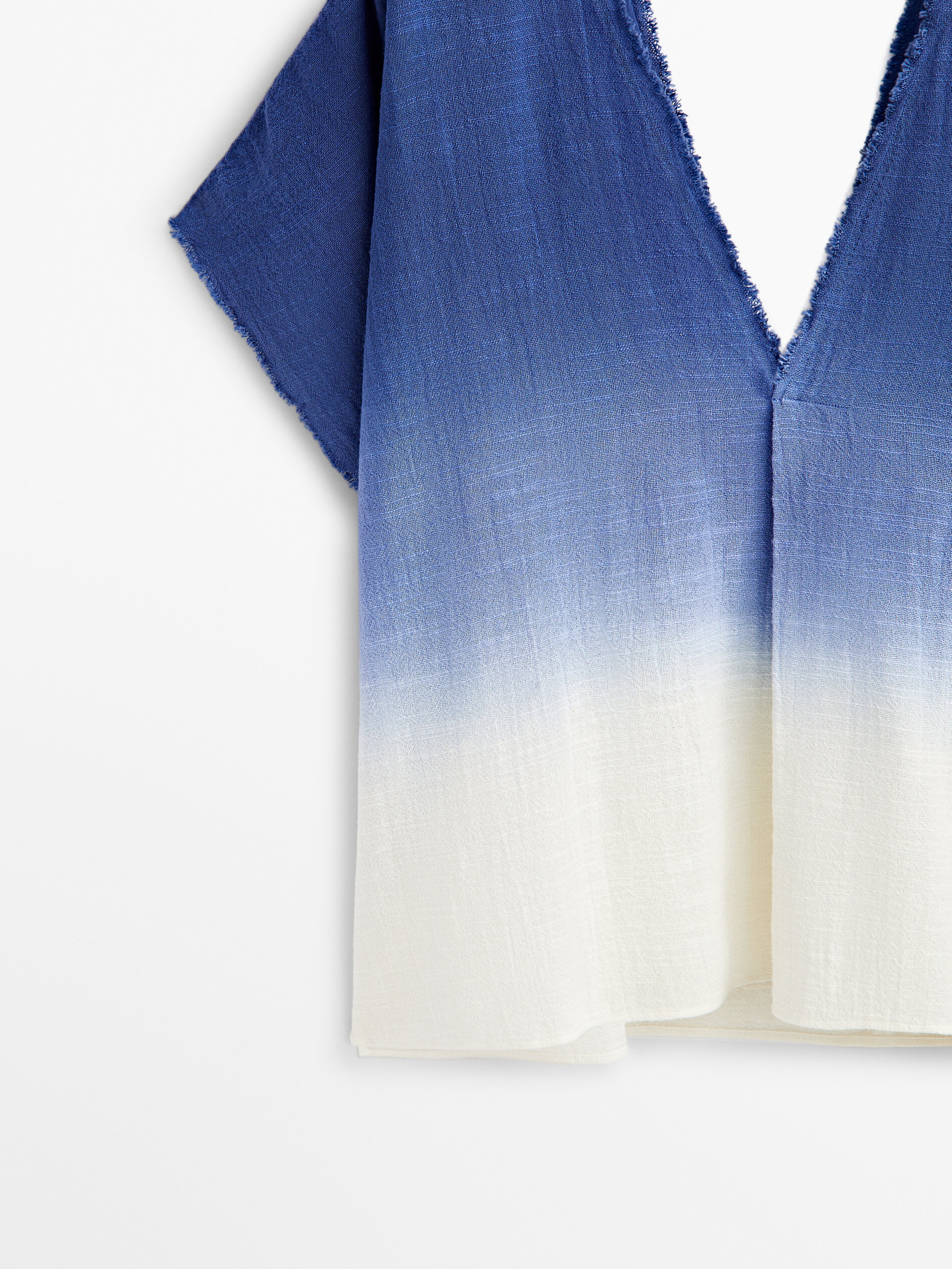 Camisa rústica degradado manga corta - CELESTE