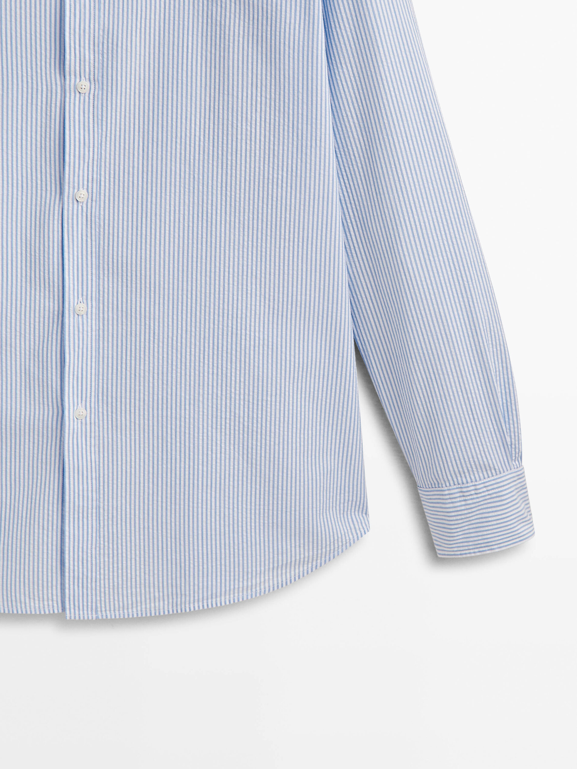 Camisa rayas estructura seersucker regular fit - CELESTE