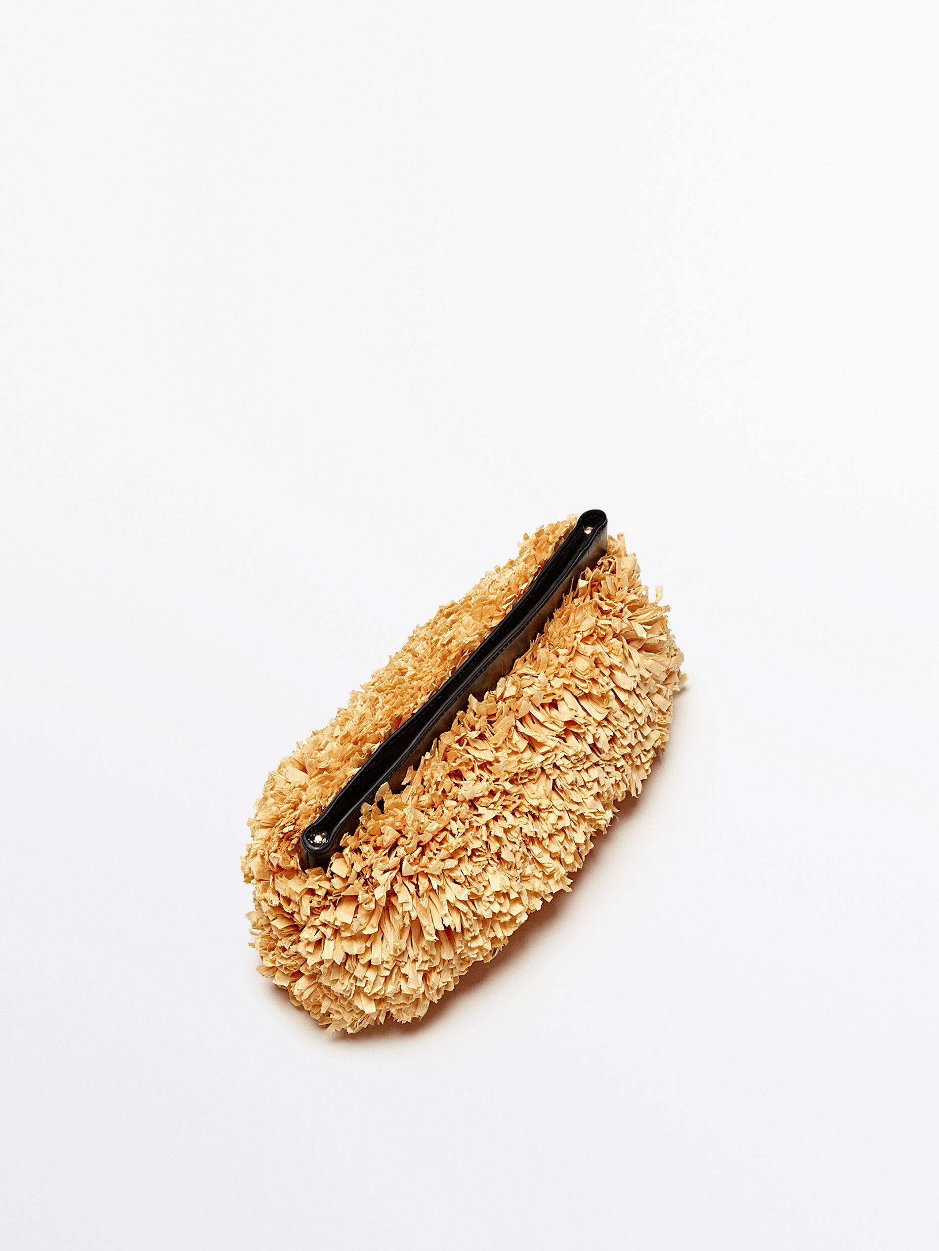 Bolso clutch rafia asa piel - BEIGE