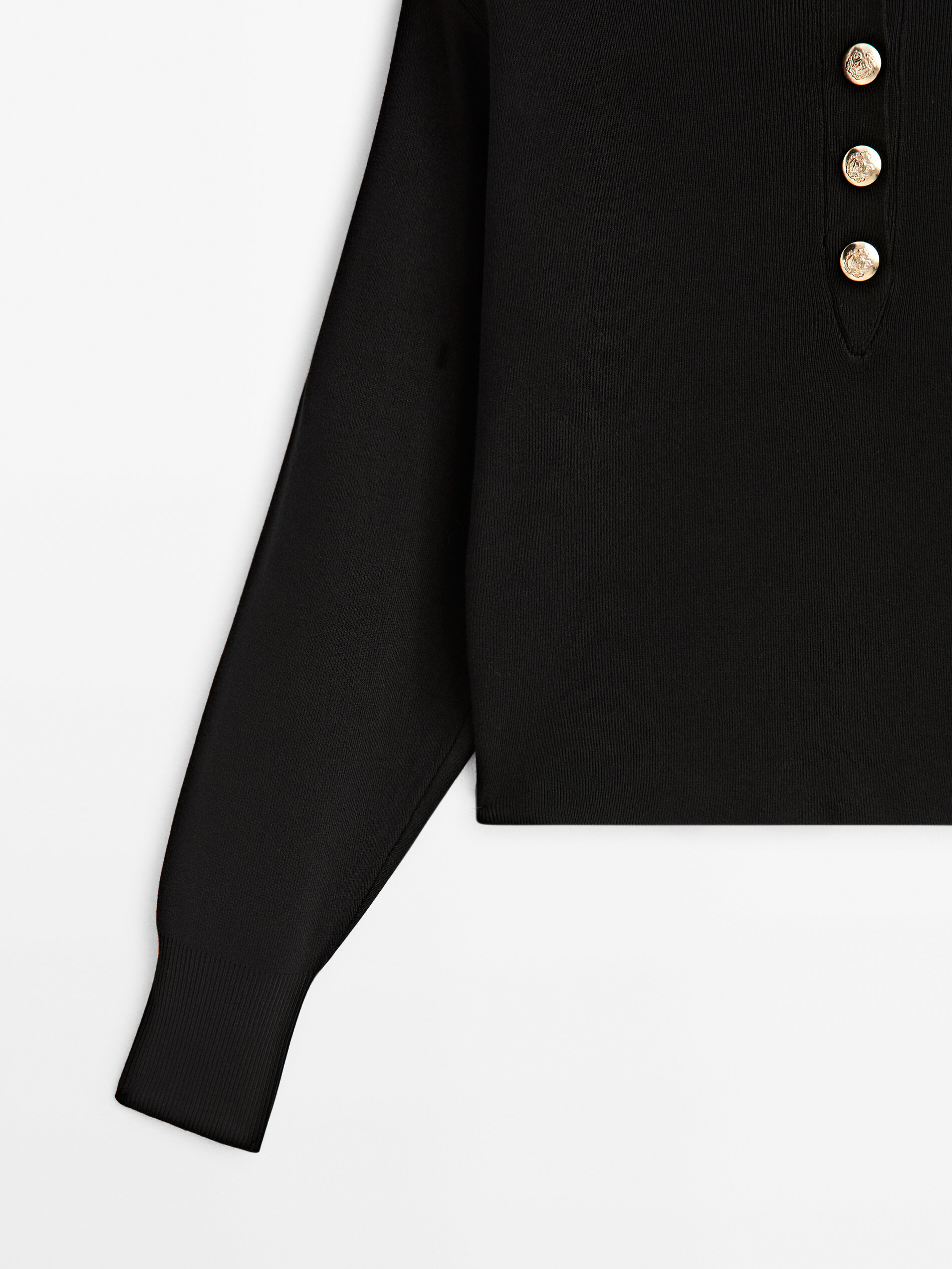 Jersey polo botones con hombreras - NEGRO