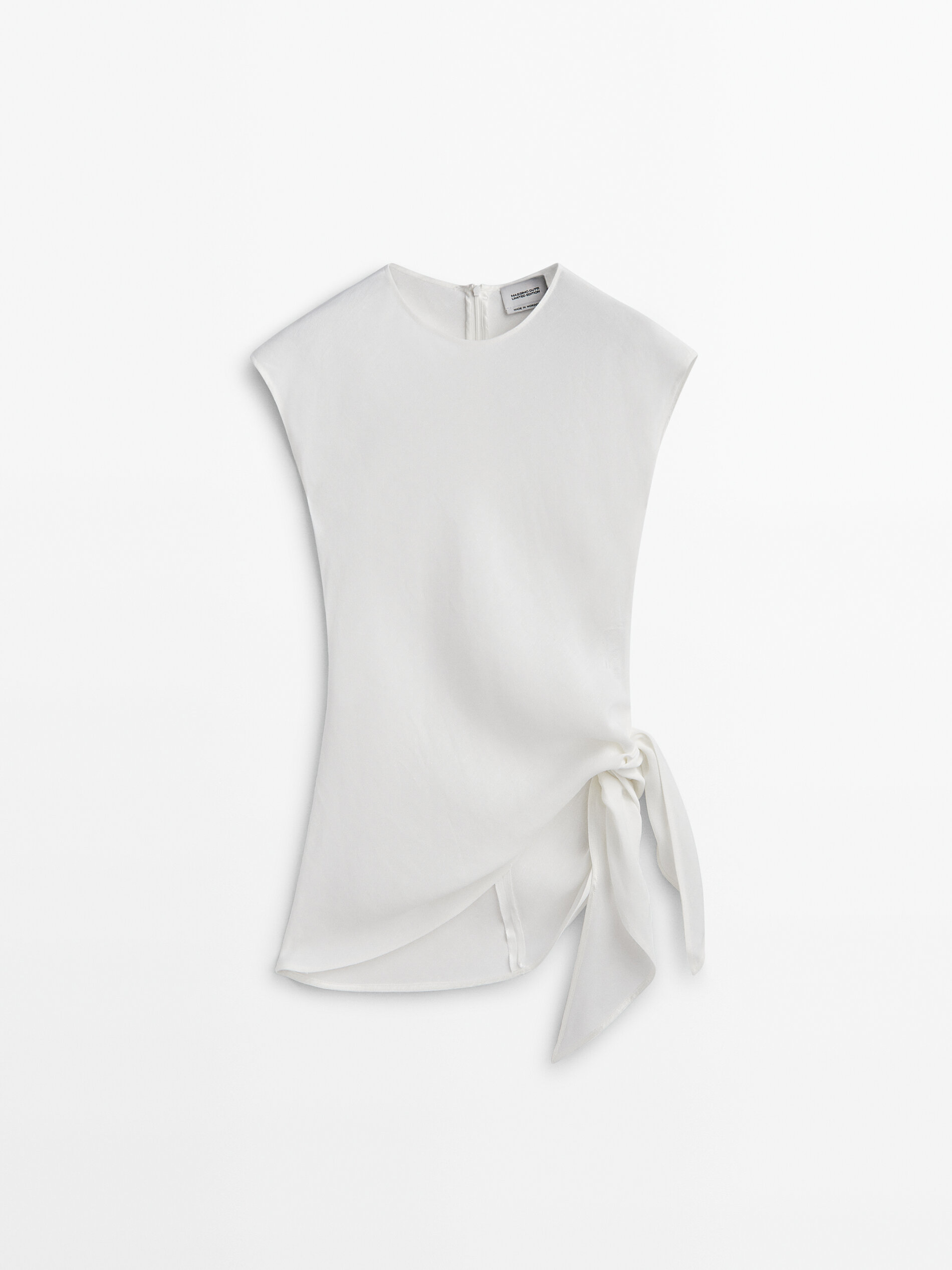 Camisa con lino detalle nudo - BLANCO