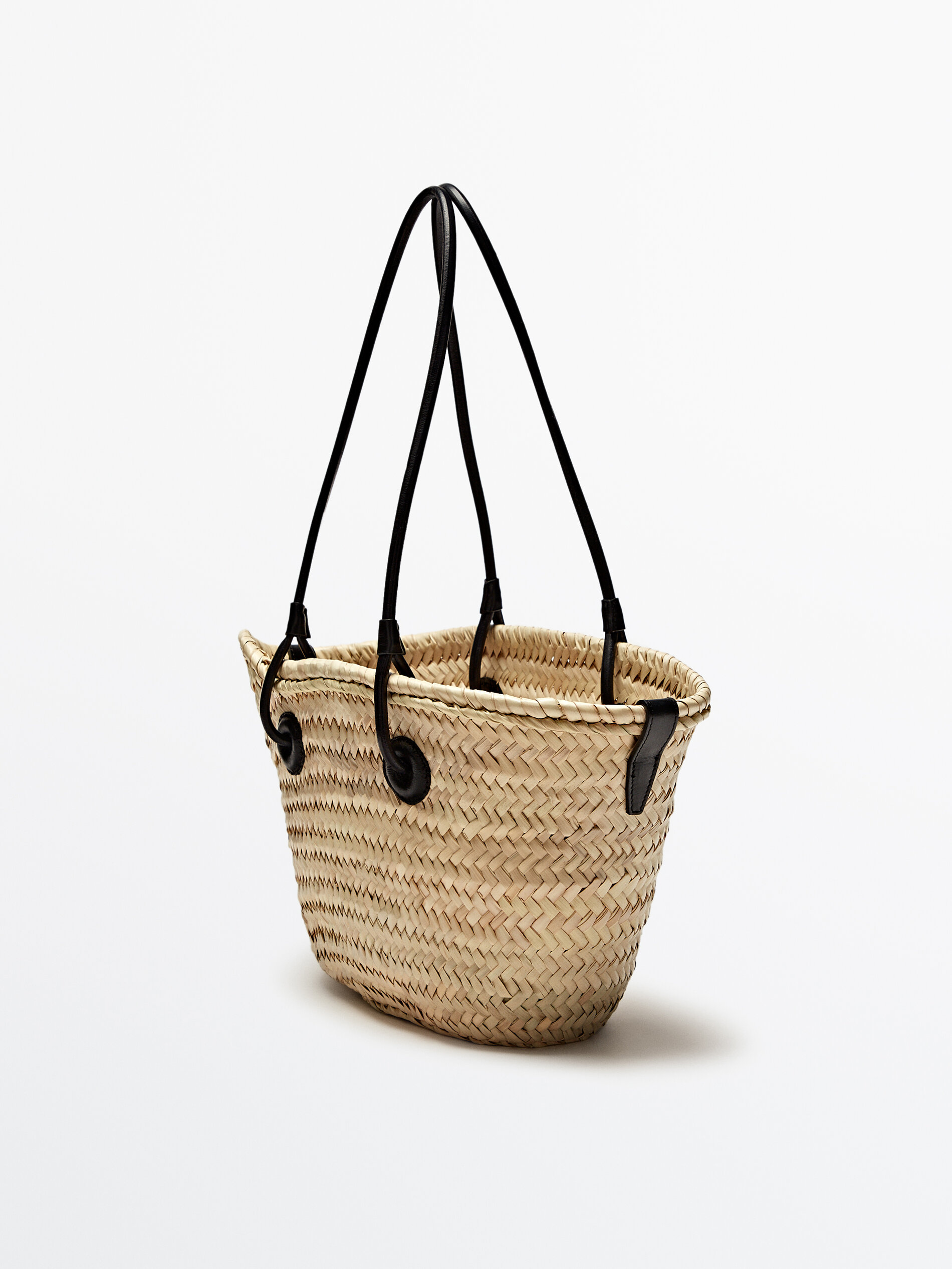 Bolso cesta trenzada + pouch extraíble - NEGRO