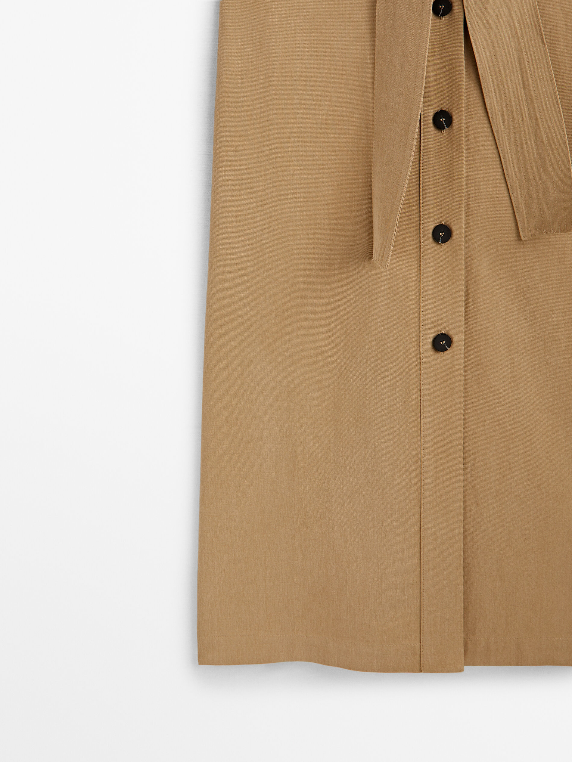 Vestido midi bolsillos - BEIGE