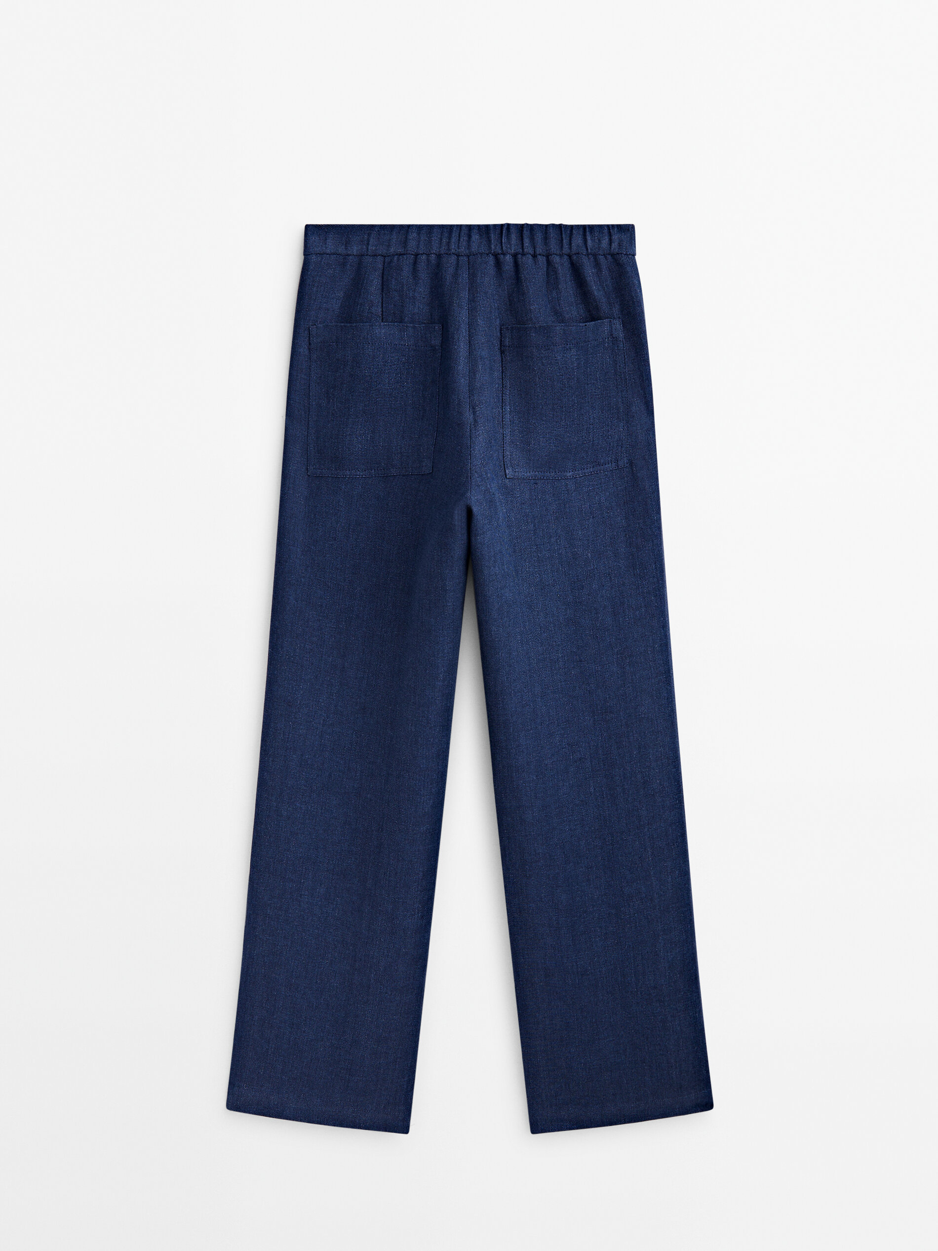 Pantalón conjunto lino efecto denim - AZUL MARINO