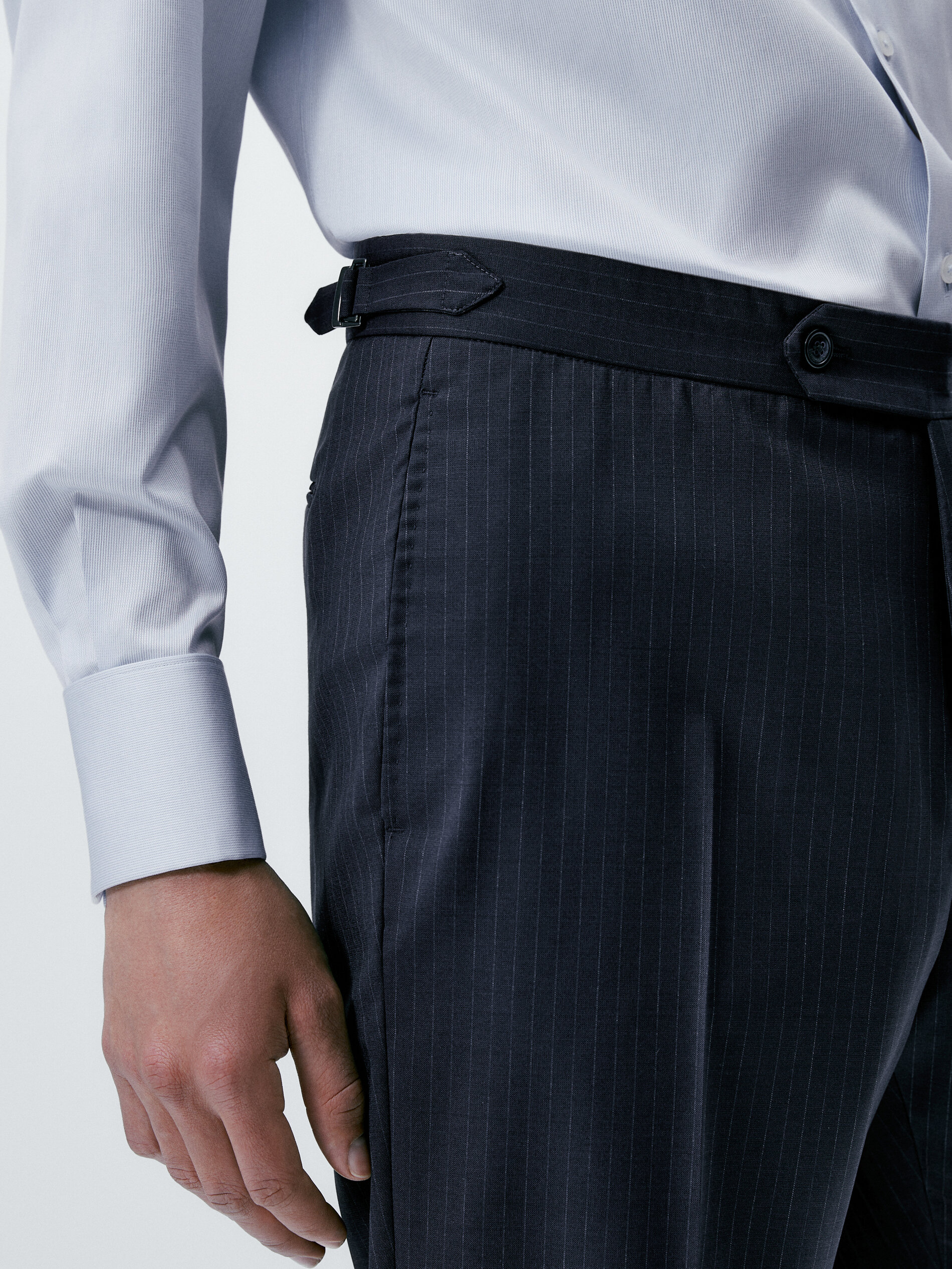 Pantalón traje lana super 120's raya diplomática - AZUL MARINO