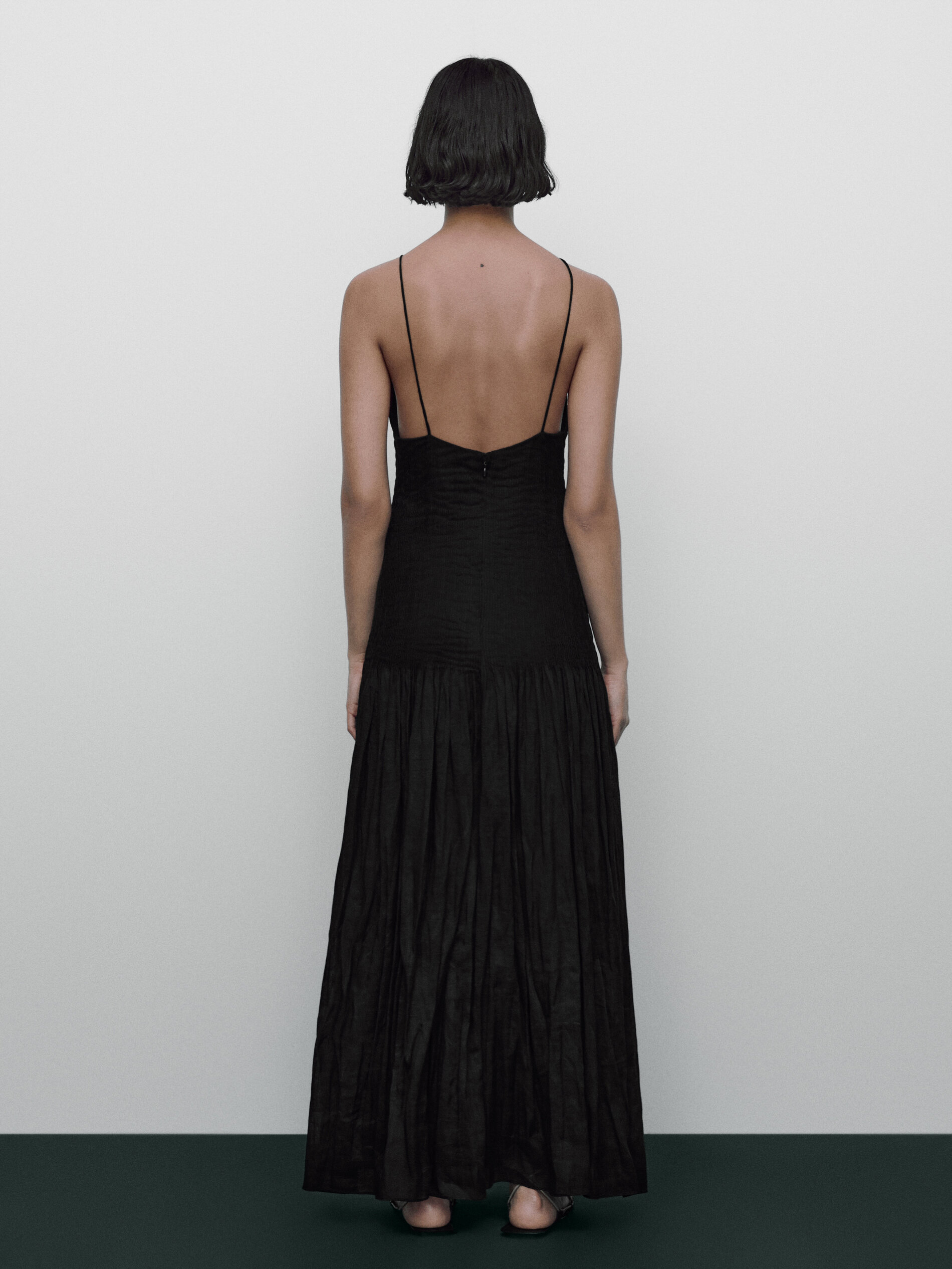 Vestido ramio pliegues Limited edition - NEGRO