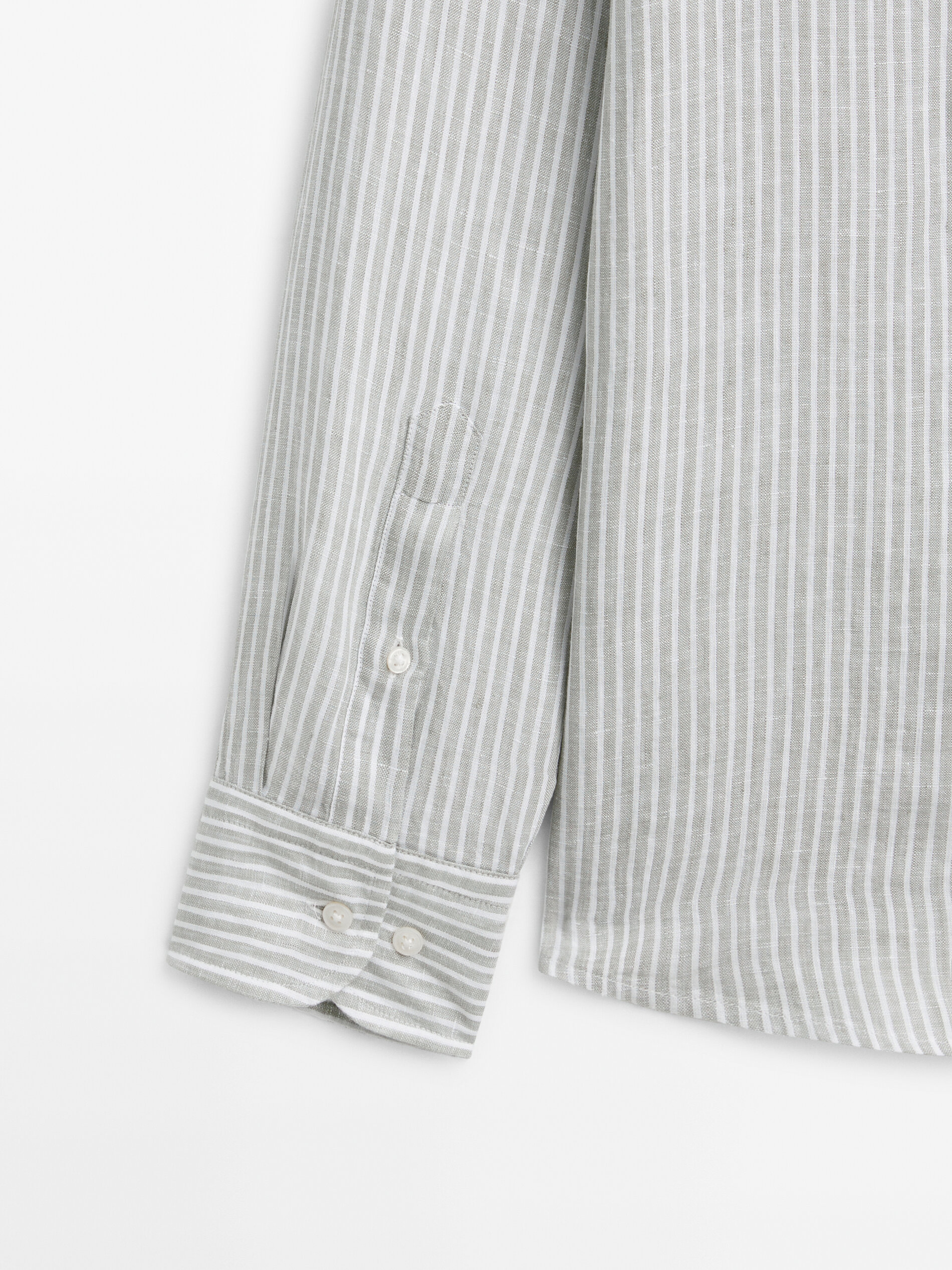 Camisa rayas 100% lino regular fit - VERDE