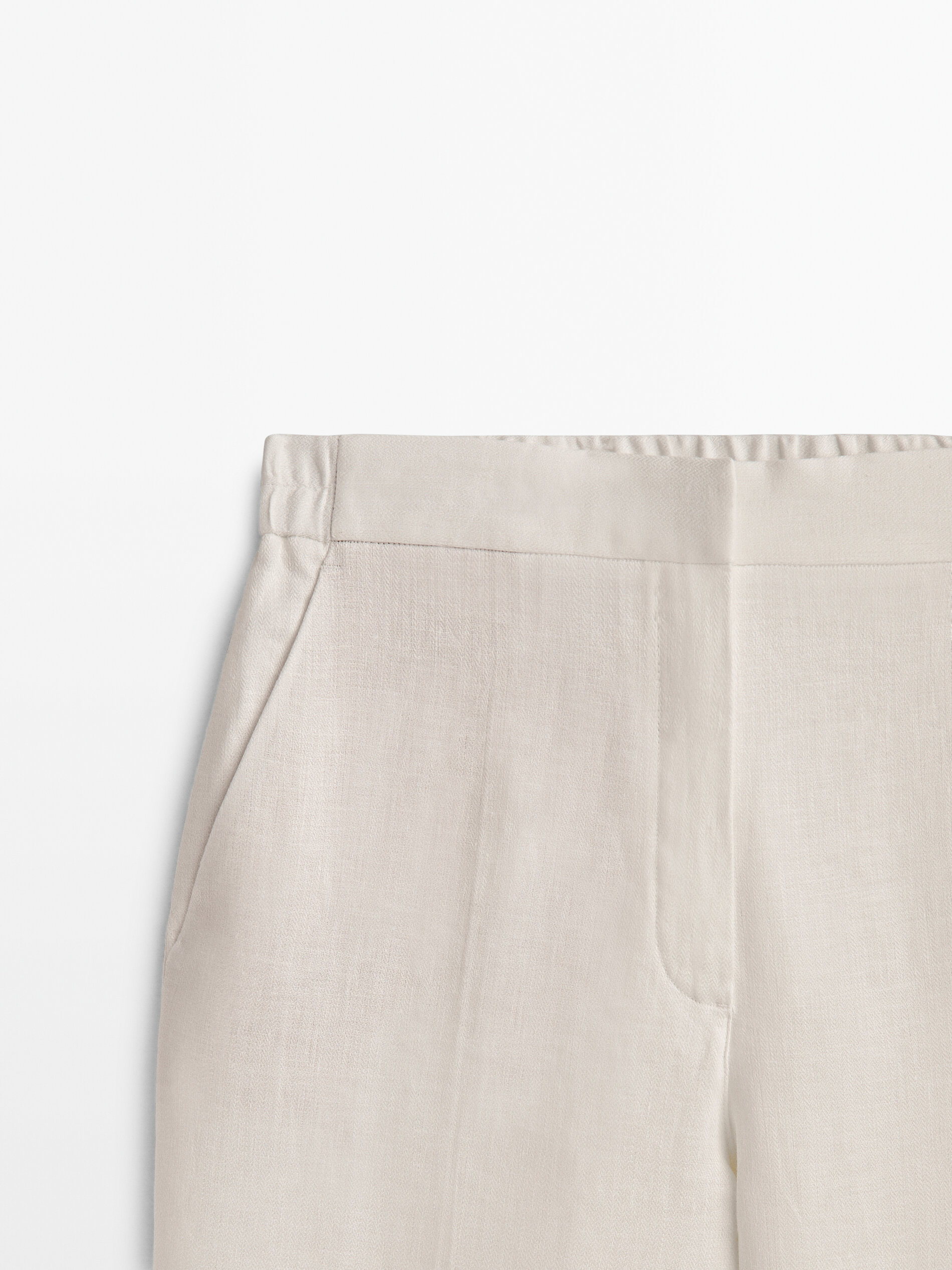 Pantalón 100% lino corte recto - BLANCO