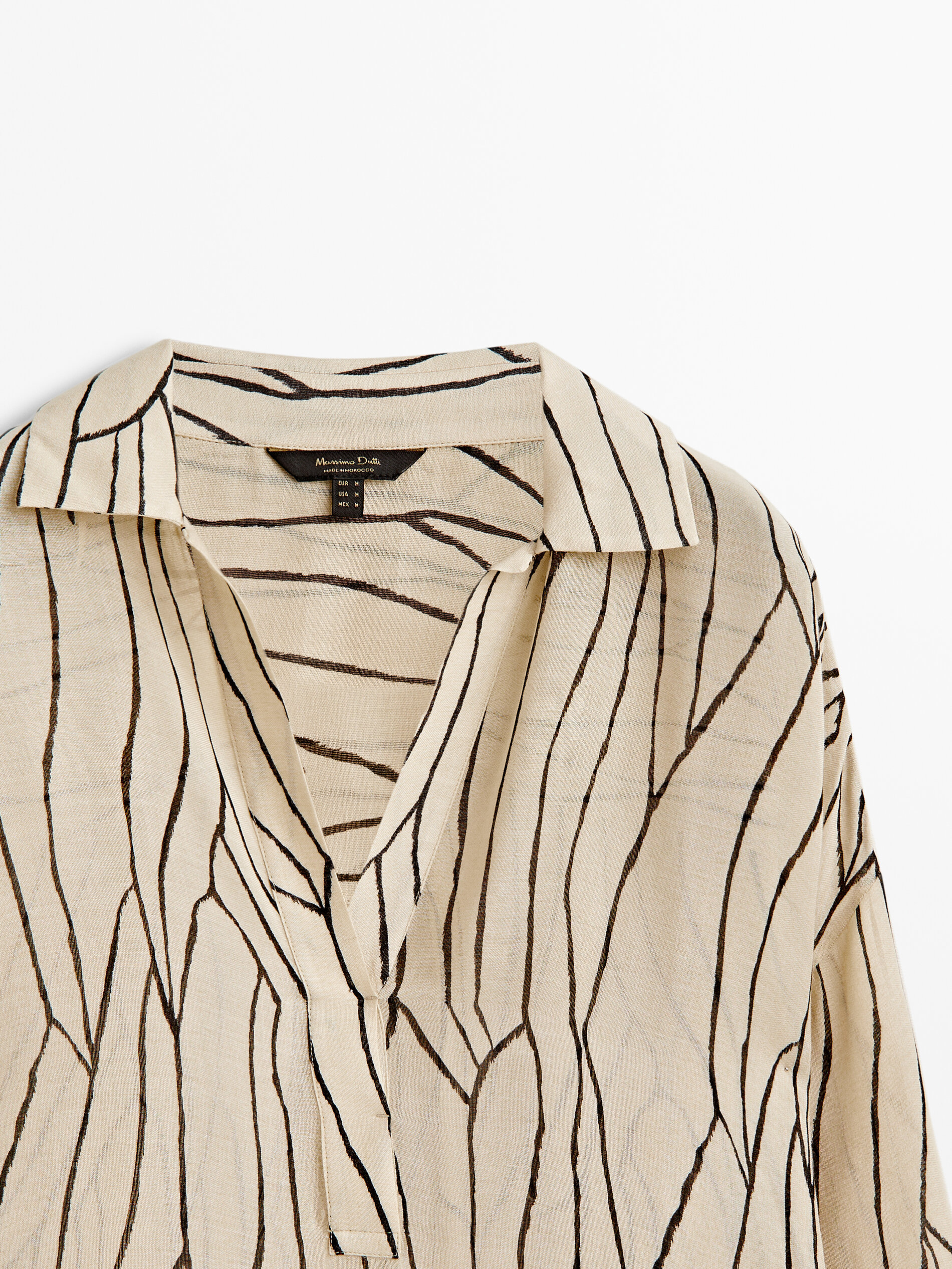 Camisa estampada cuello polo - CRUDO