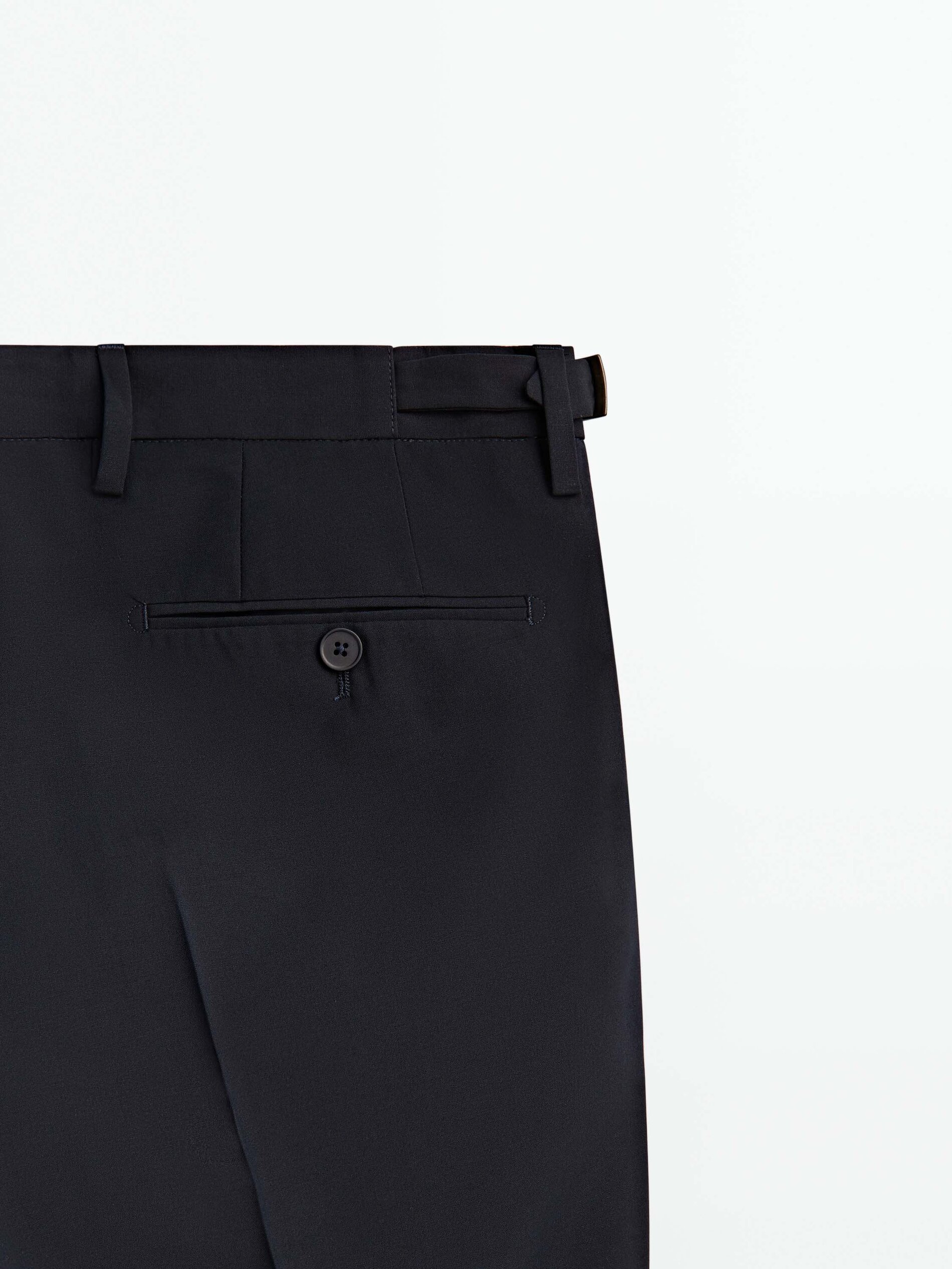 Pantalón traje con lana y algodón - AZUL MARINO