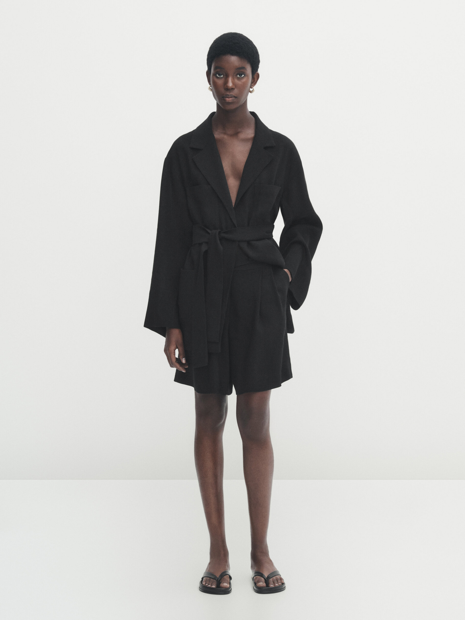 Bermuda larga pinzas - NEGRO